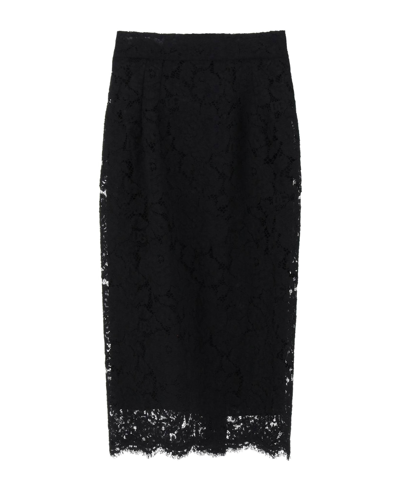 Dolce & Gabbana Midi Lace Pencil Skirt - NERO (Black)