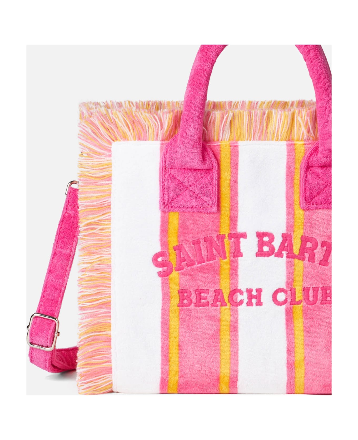 MC2 Saint Barth Colette Striped Terry Handbag With Saint Barth Beach Club Embroidery - PINK