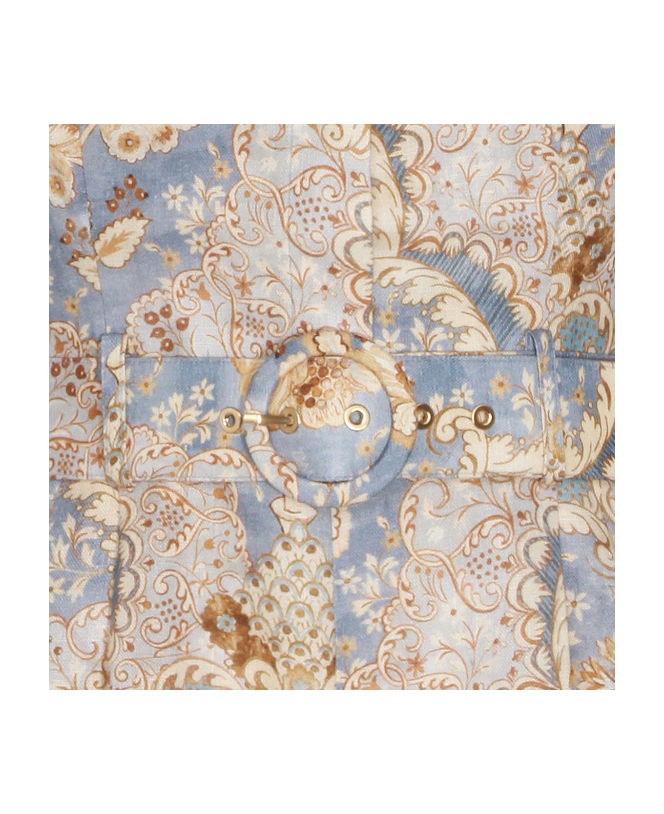 Zimmermann Damask Denim Linen Jumpsuit - DAMASK DENIM