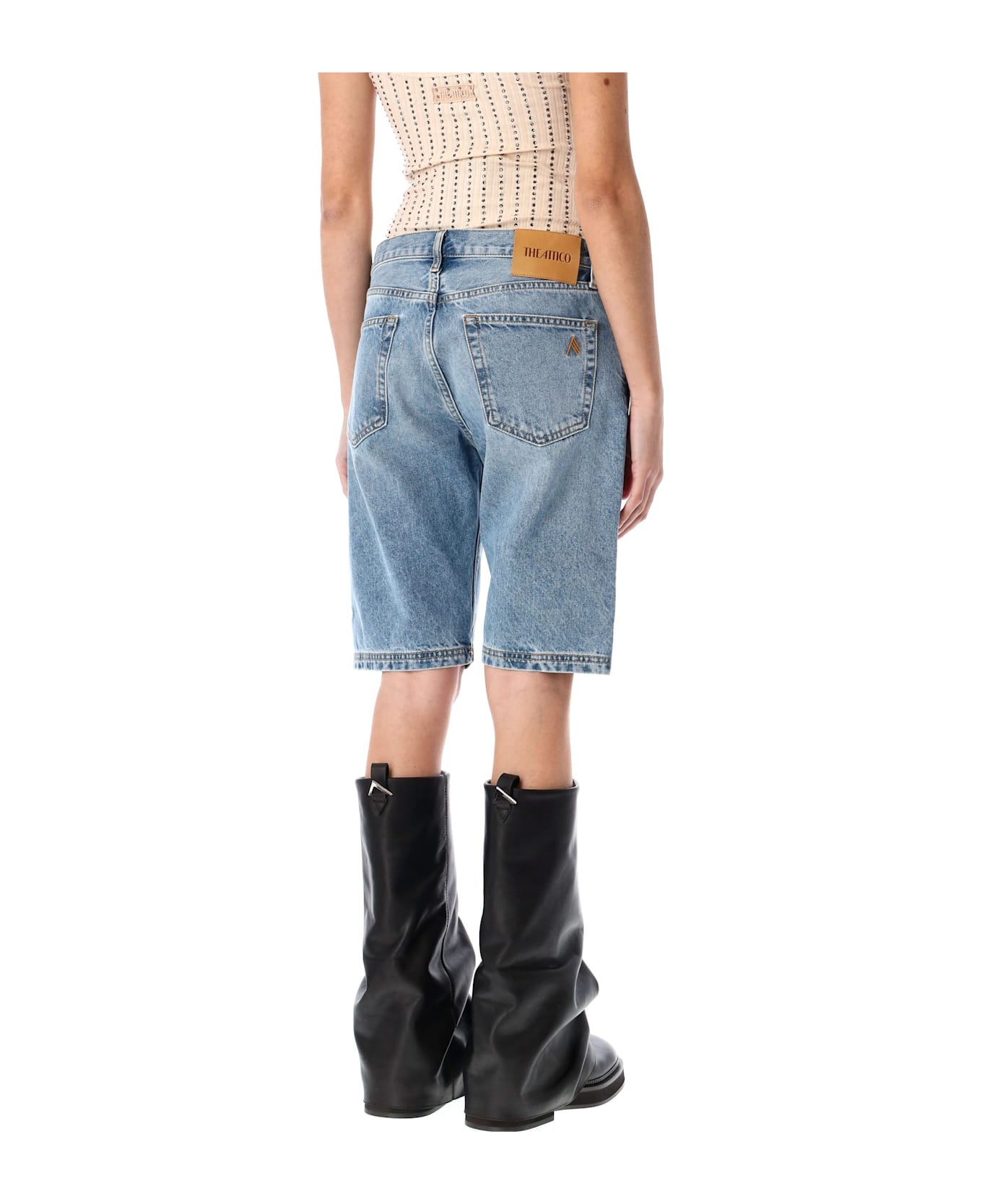 The Attico Boyfriend Short Denim Pants - SKY BLUE