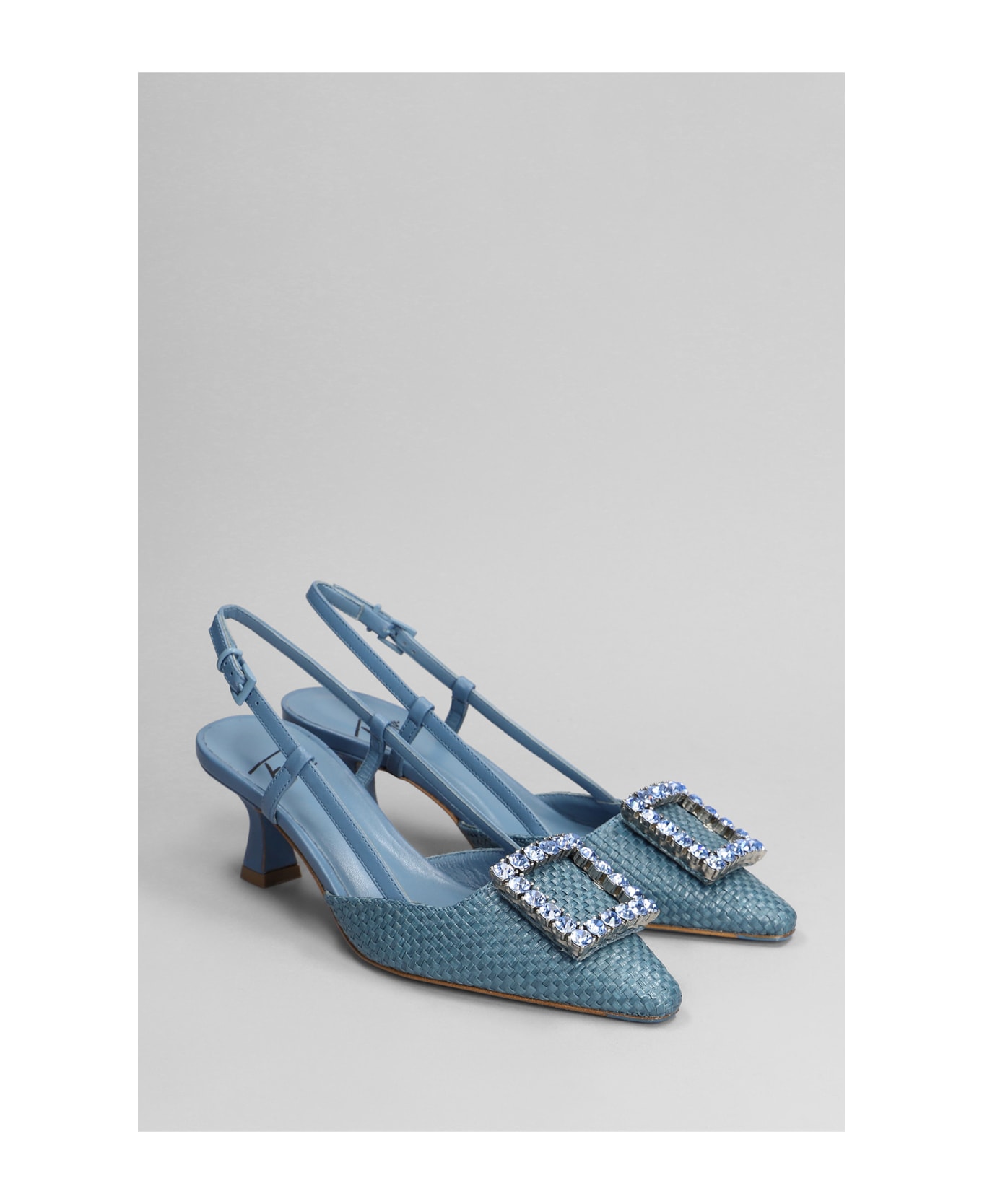 Roberto Festa Stefi Pumps In Blue Leather And Fabric - blue