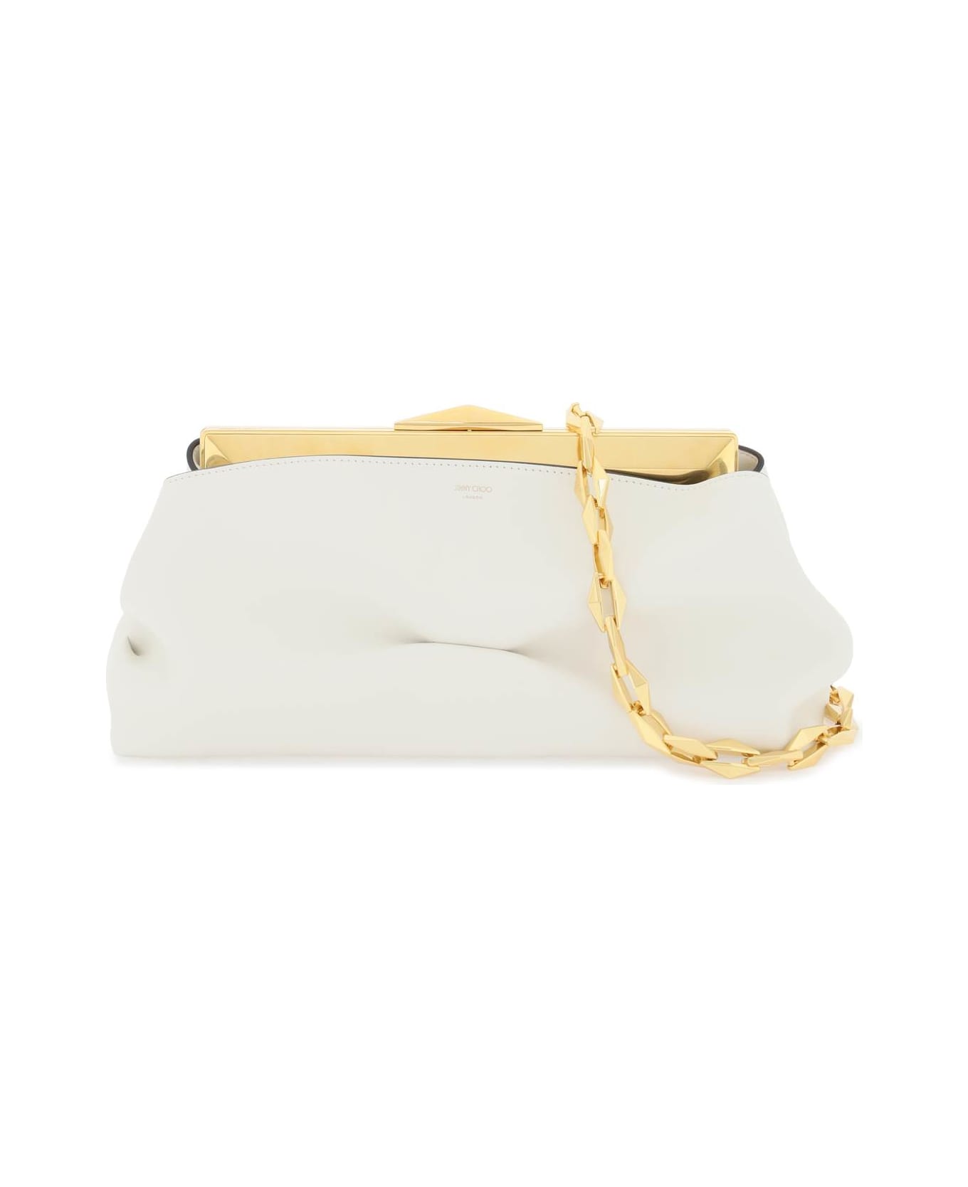 Jimmy Choo Leather Diamond Frame Clutch - LATTE GOLD (White) クラッチバッグ