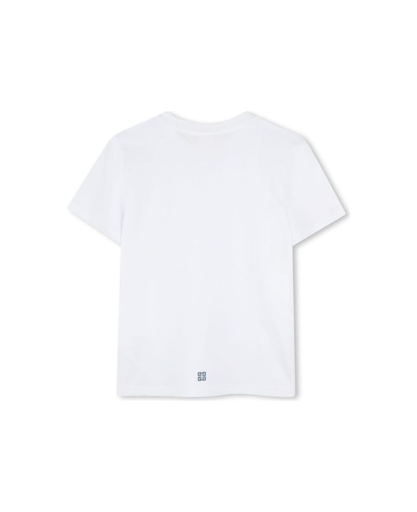 Givenchy White Crewneck T-shirt With Logo Lettering And 4g Logo Detail On The Rear In Cotton Boy - White