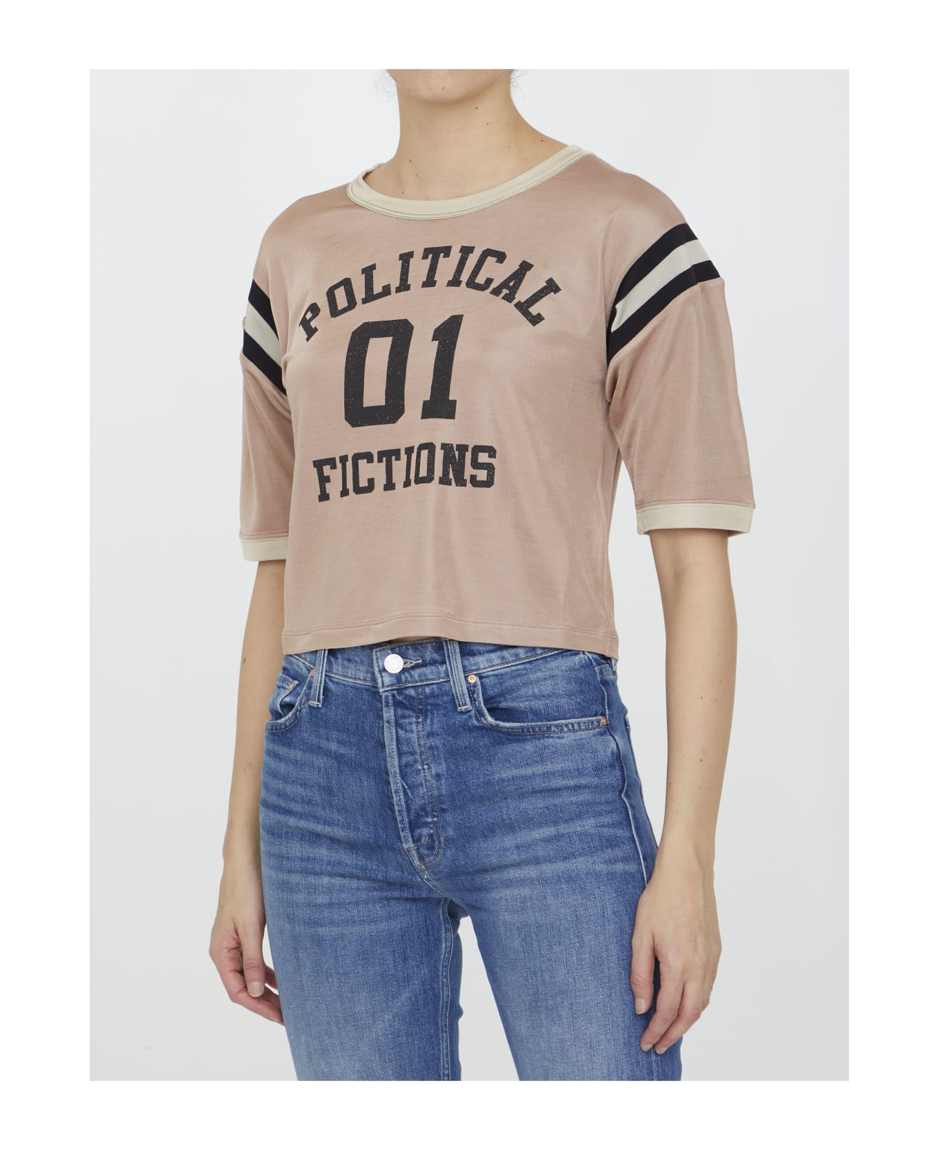 Saint Laurent Political Fictions Cropped T-shirt - PINK