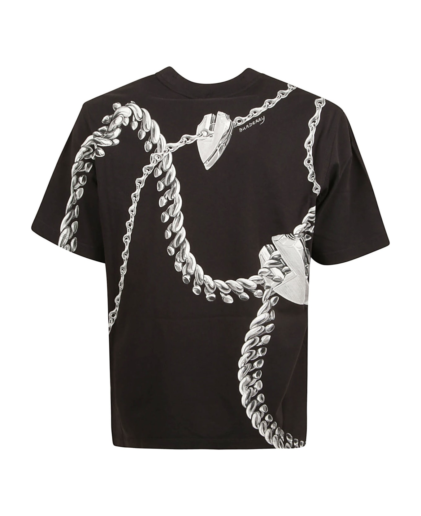 Burberry Round Neck Printed T-shirt - Black ip pattern シャツ