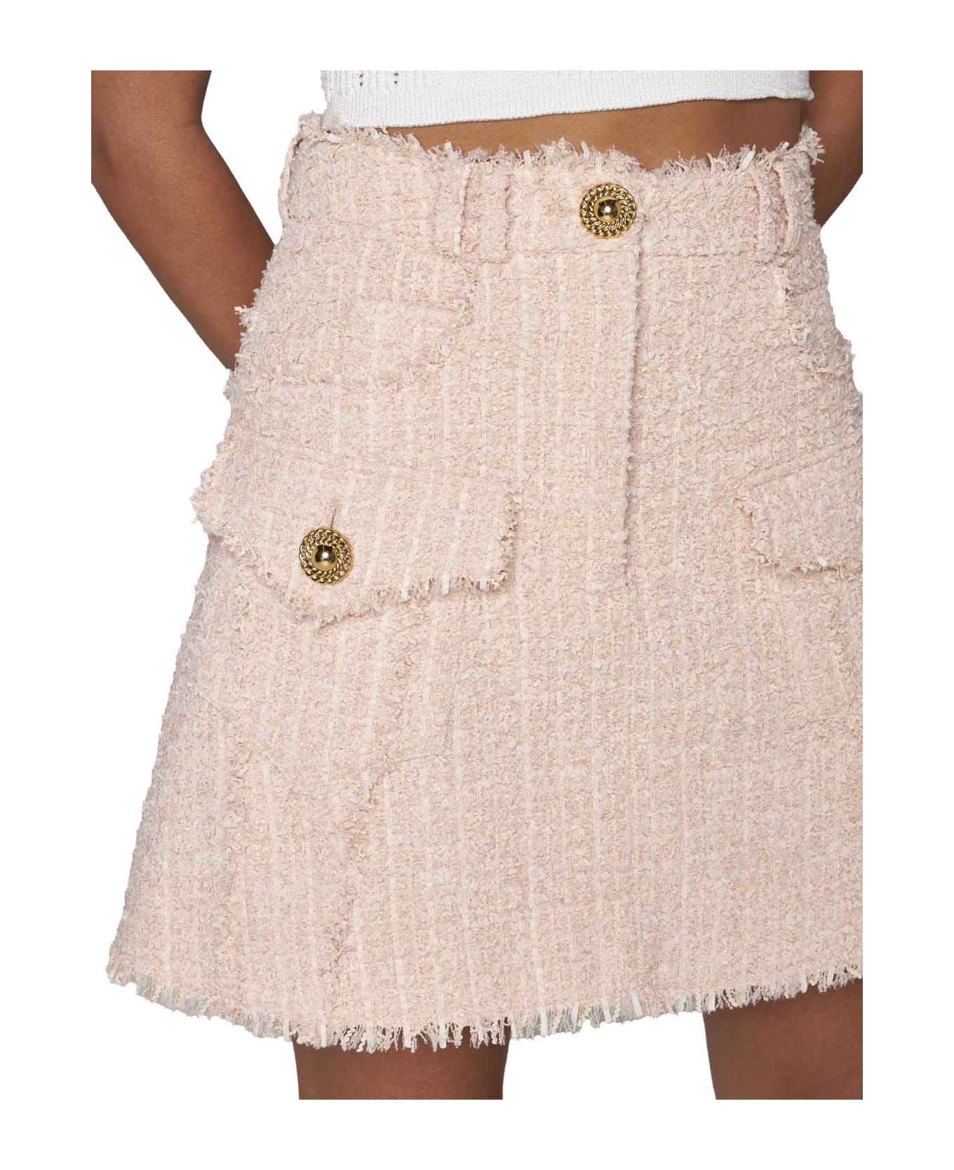 Balmain Tweed Mini Skirt - Nude rosè