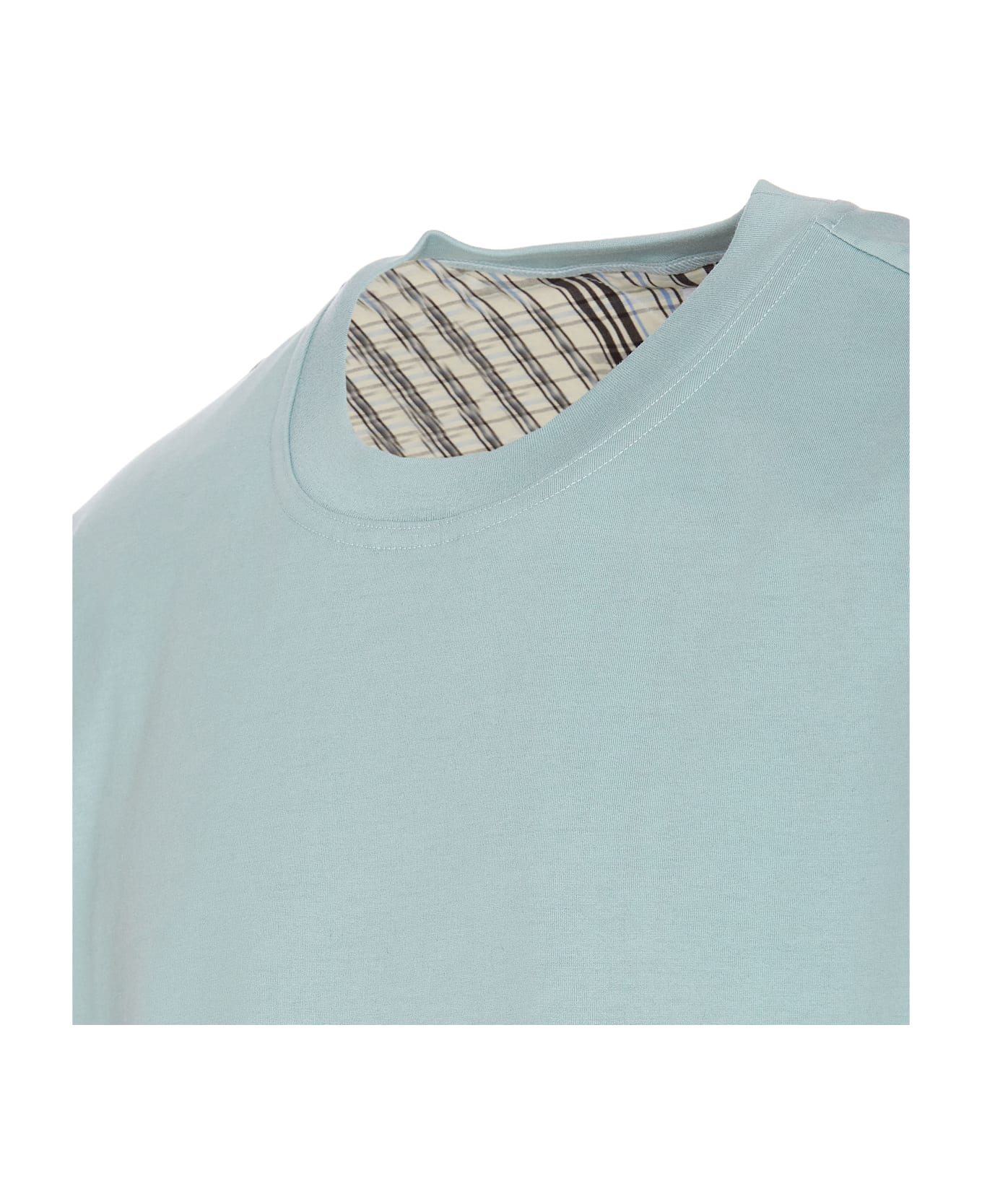 Bottega Veneta Double Layer Cotton Check T-shirt - Blue シャツ