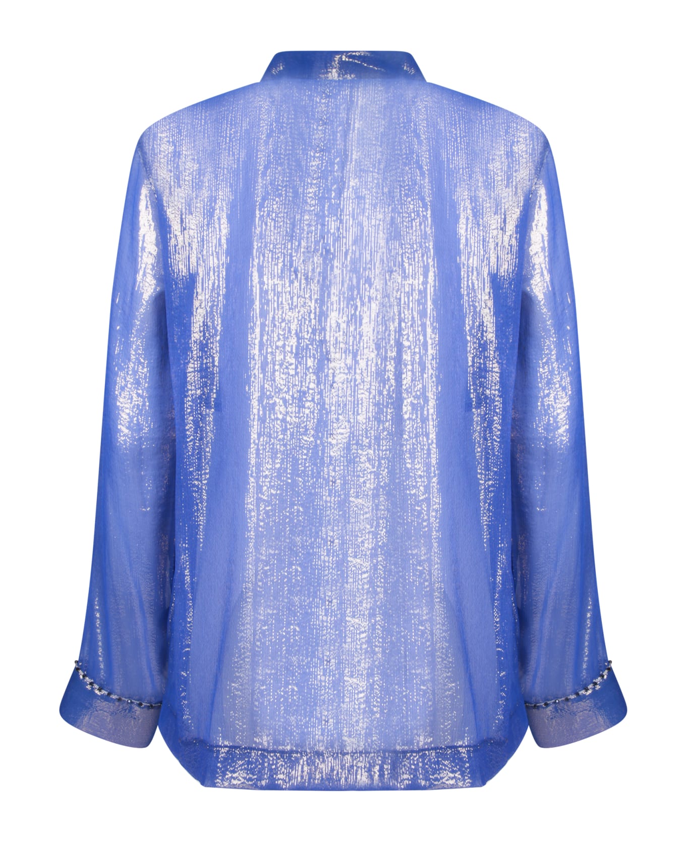 Forte_Forte Celeste Lurex Chiffon Shirt - Blue