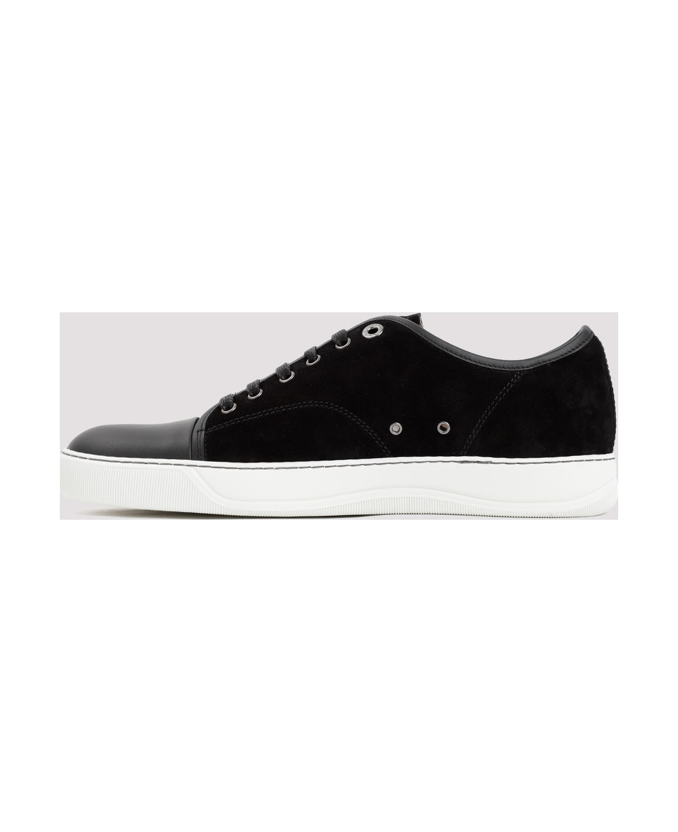 Lanvin Suede And Nappa Captoe Low To Sneakers - Black