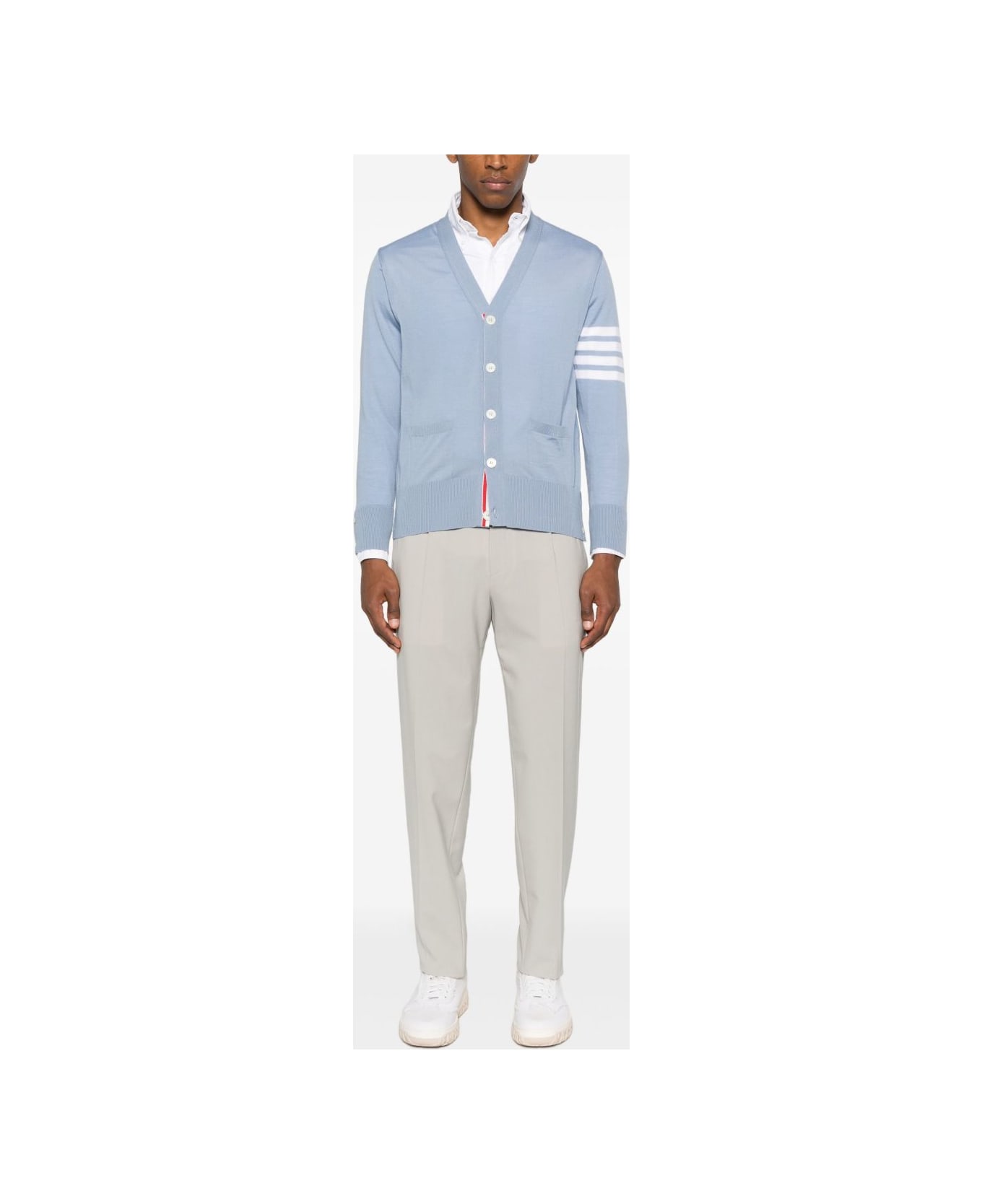 Thom Browne Wool Cardigan - Clear Blue