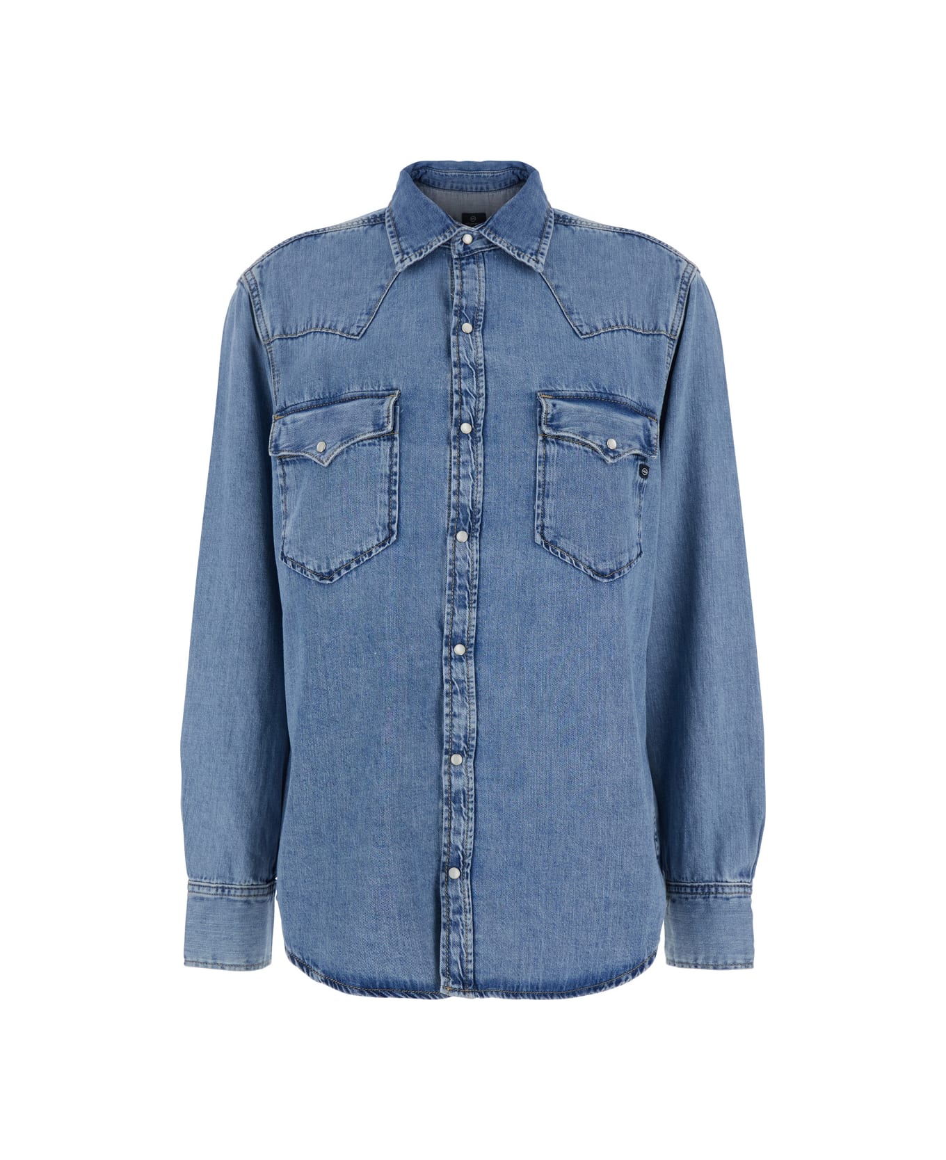 AG Jeans Blue Shirt With Classic Collar In Denim Woman - Blu