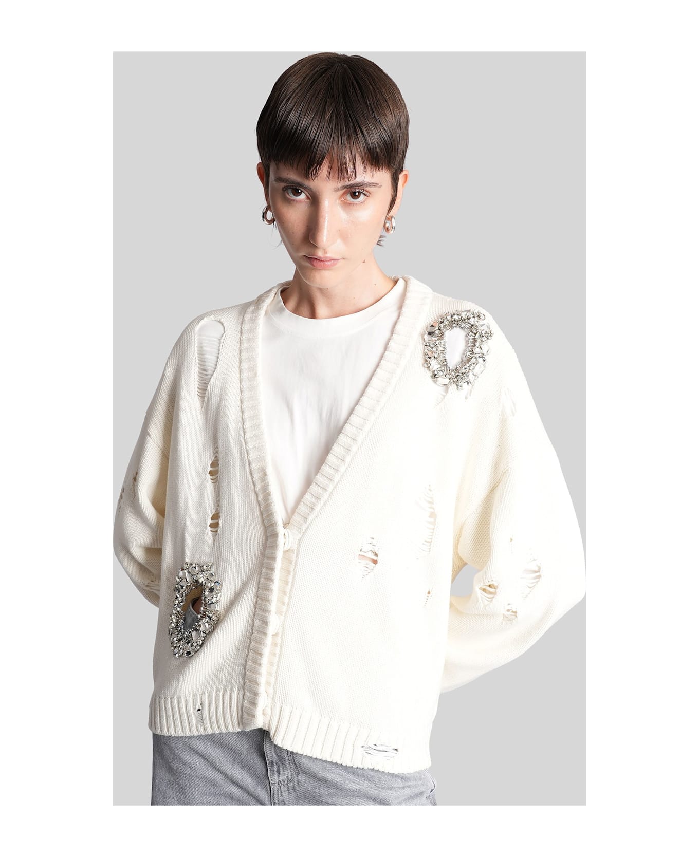 AREA Cardigan In Beige Cotton - beige