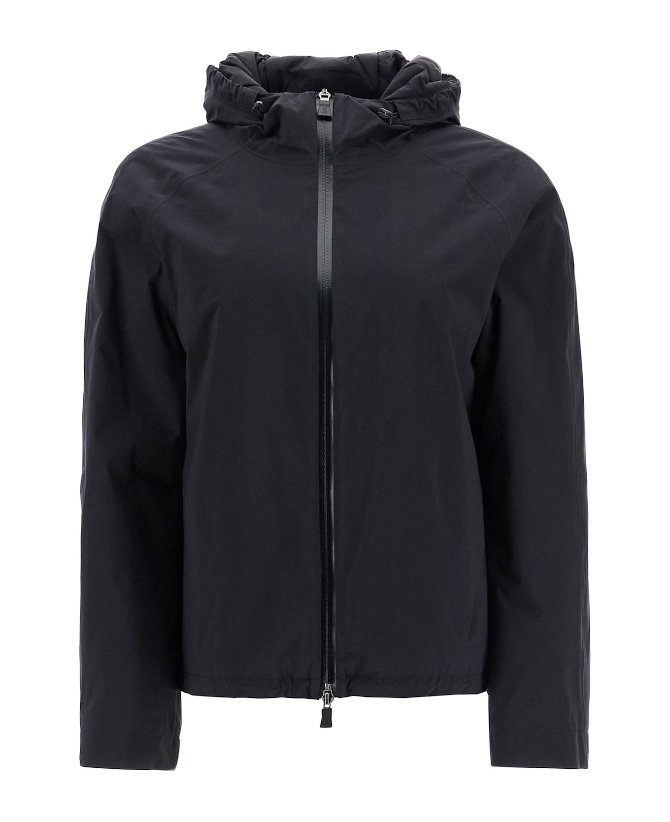 Herno Short Black Waterproof Polyamide Jacket With Hood And Zip - NERO (Black)