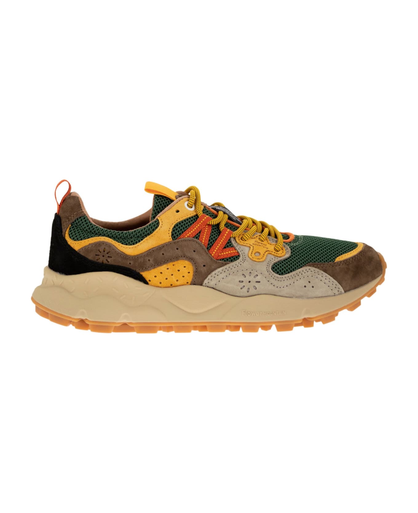 Flower Mountain Yamano 3 - Sneakers In Suede And Technical Fabric - Green スニーカー