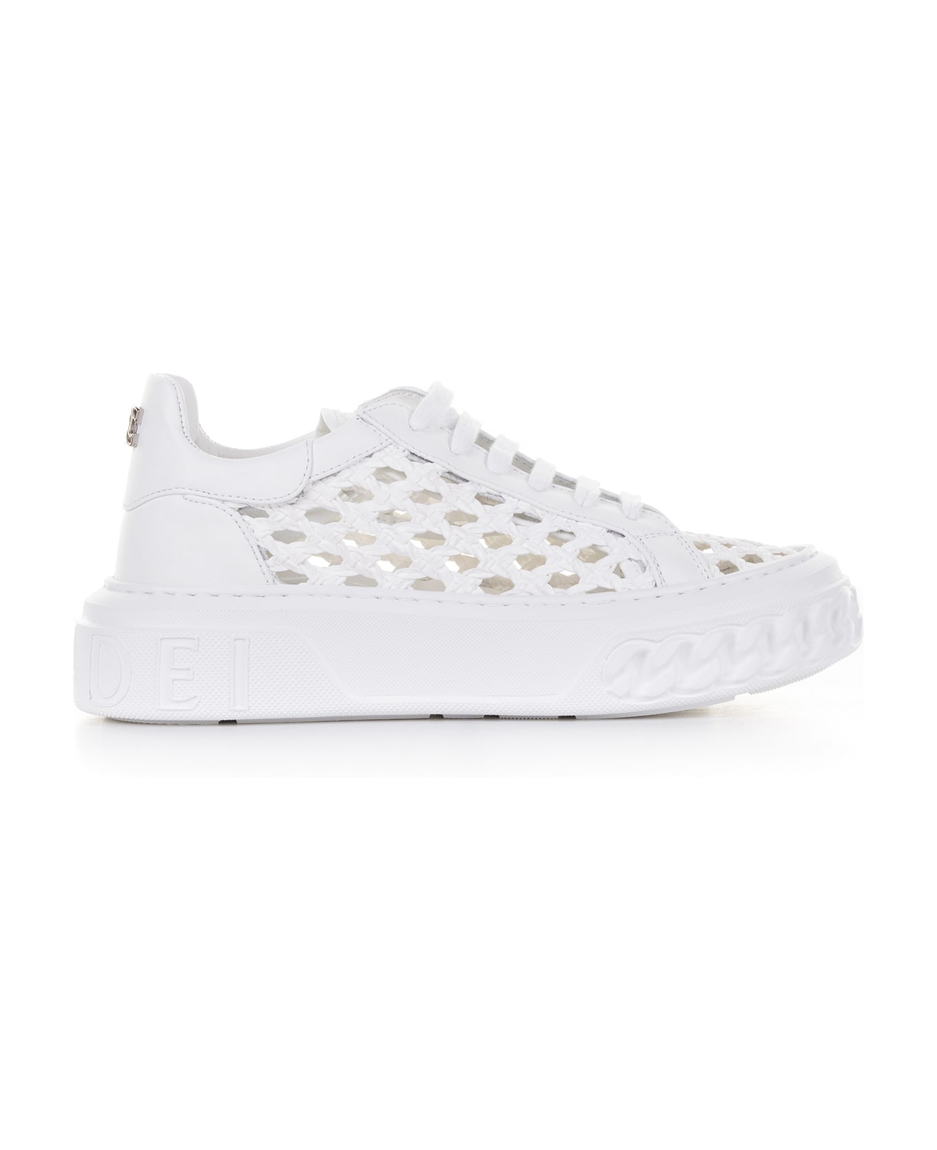 Casadei Perforated Leather Sneaker With Maxi Logo - BIANCO スニーカー