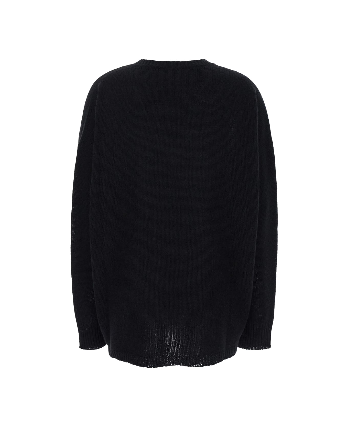 Fabiana Filippi Black Oversized Pullover With V Neck In Cashmere Woman - Black