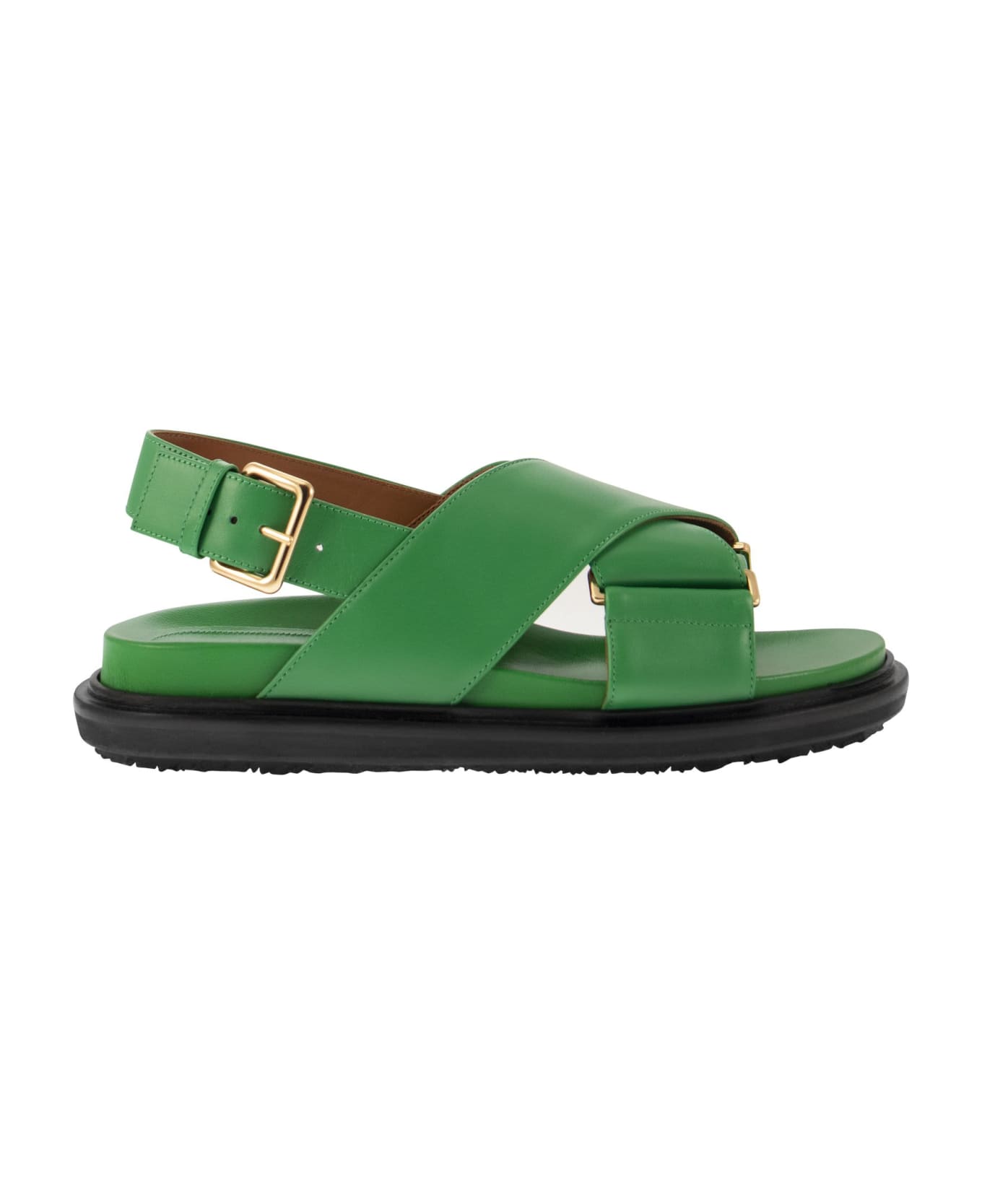Marni Green Leather Fussbett Sandals - Green サンダル