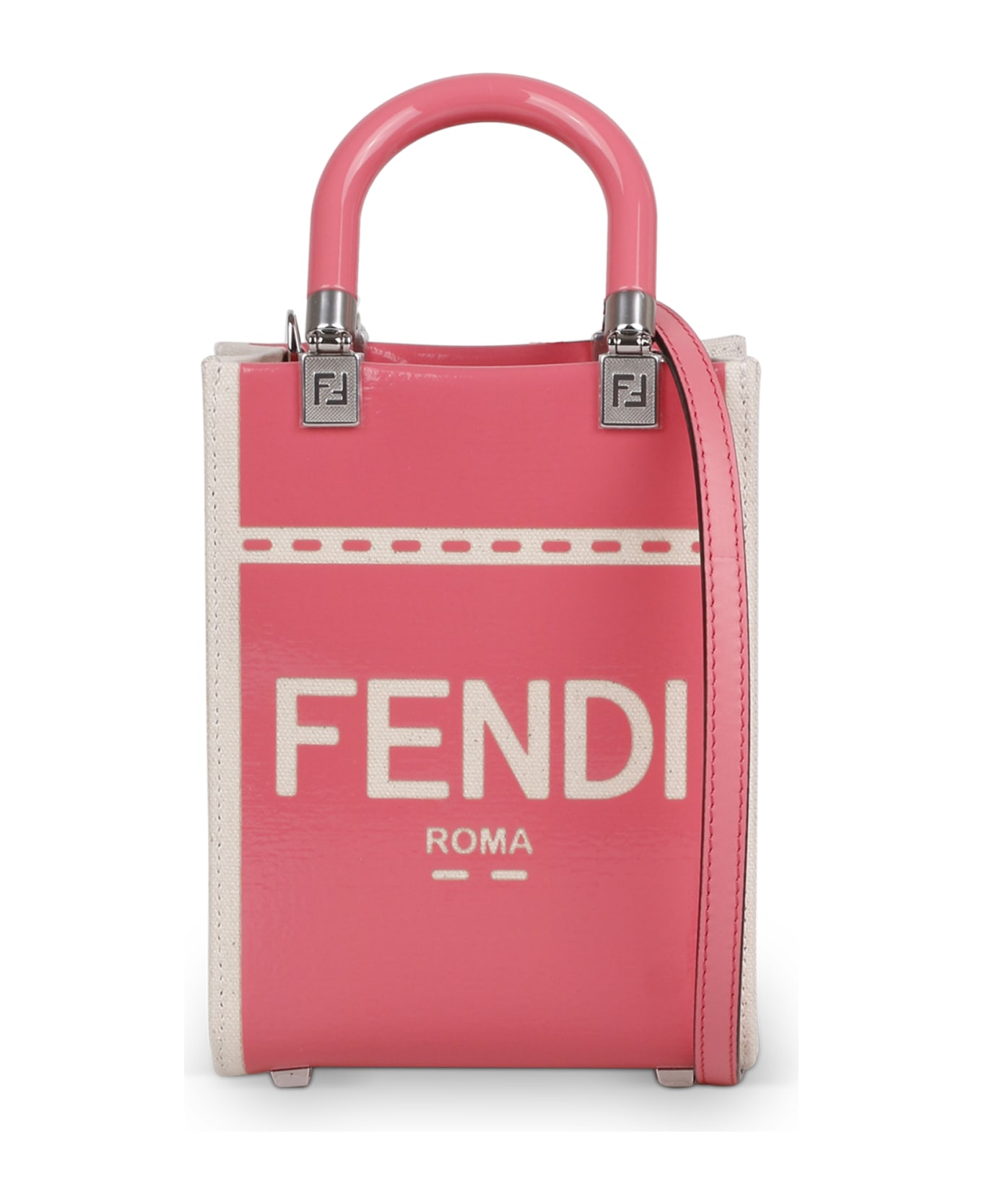Fendi Sunshine Mini Bag In Canvas And Patent Leather トートバッグ