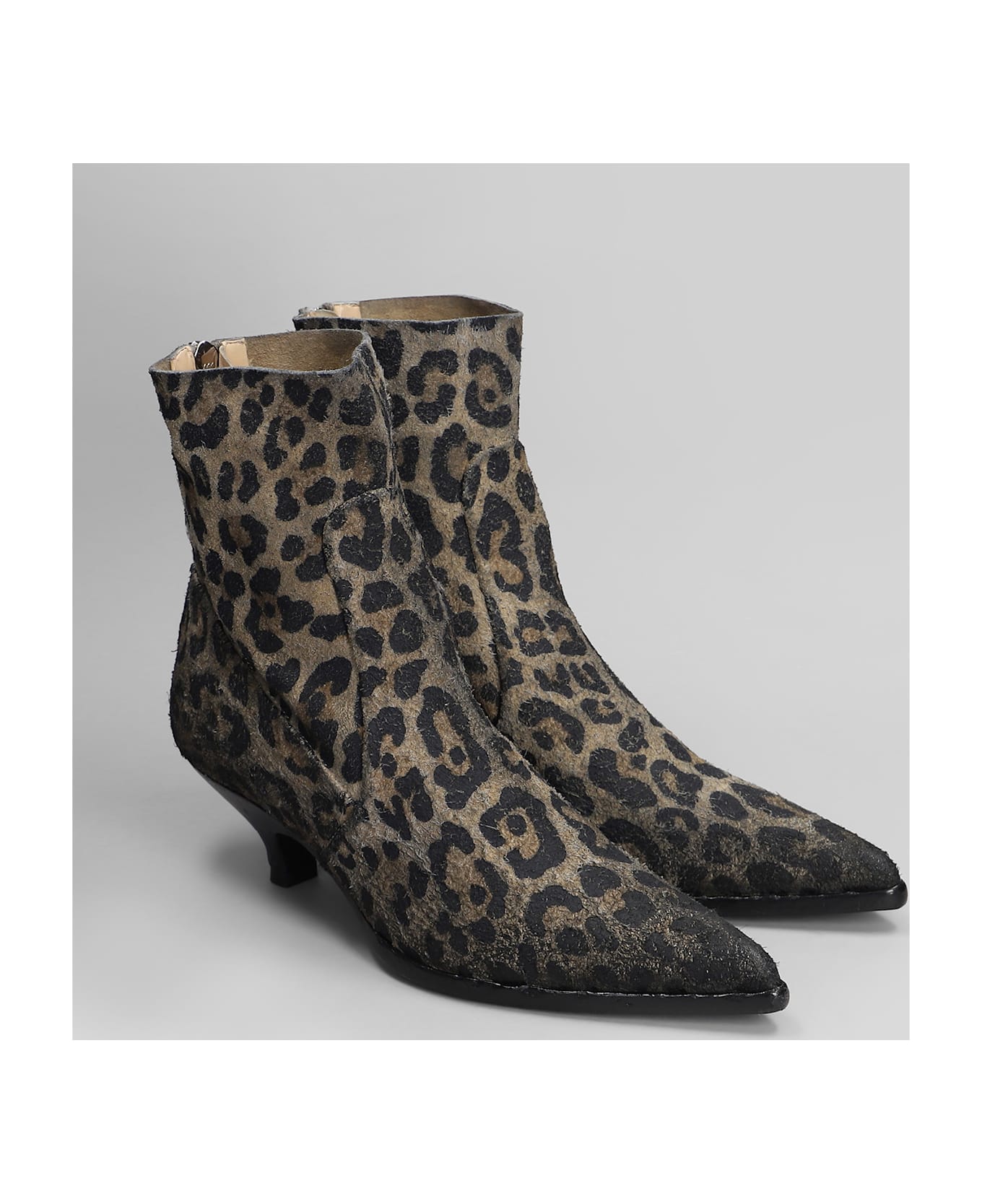 Elena Iachi High Heels Ankle Boots In Animalier Suede - Animalier