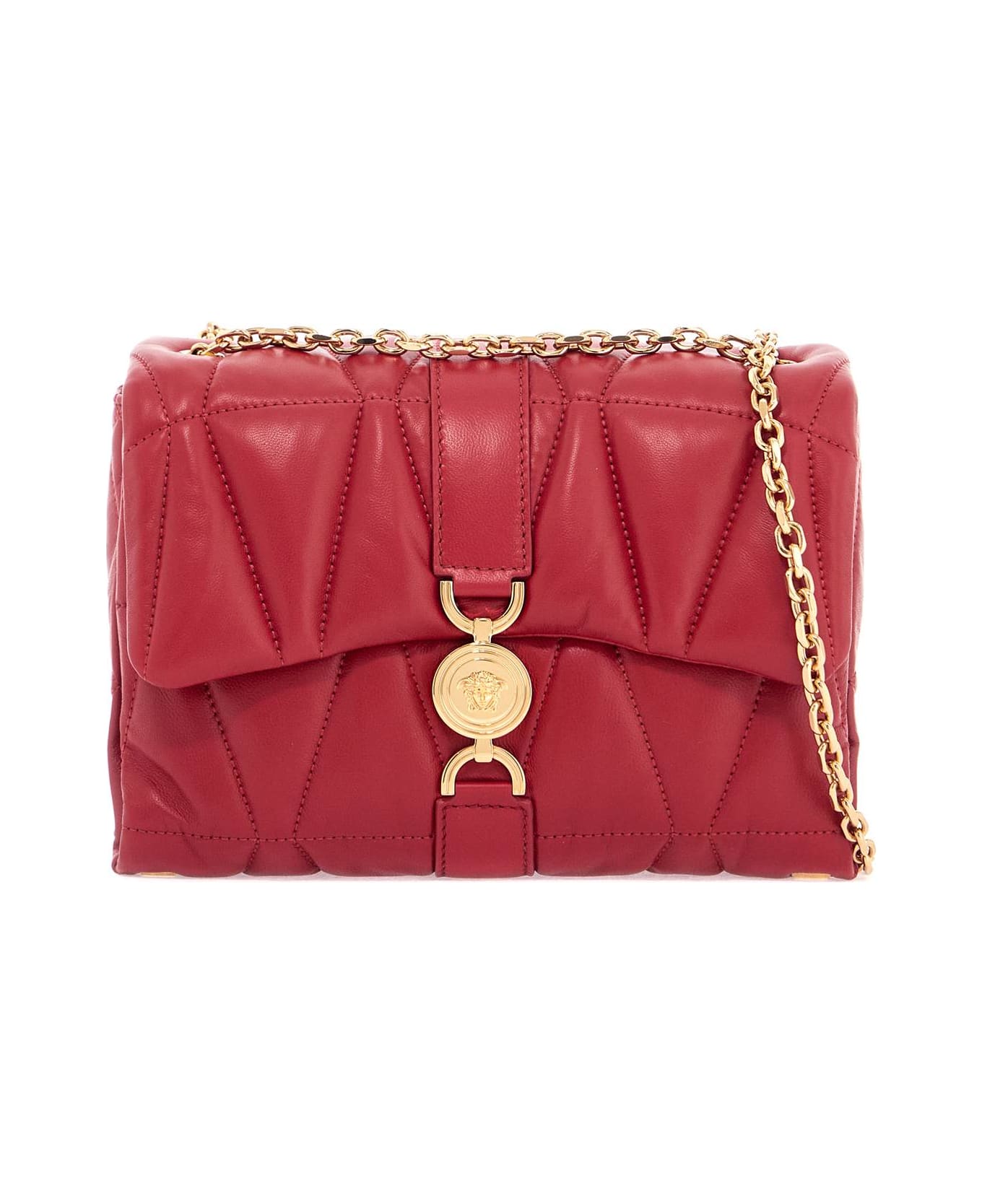 Versace Quilted Shoulder Bag Kleio - LIPSTICK RED-VERSACE GOLD (Red)