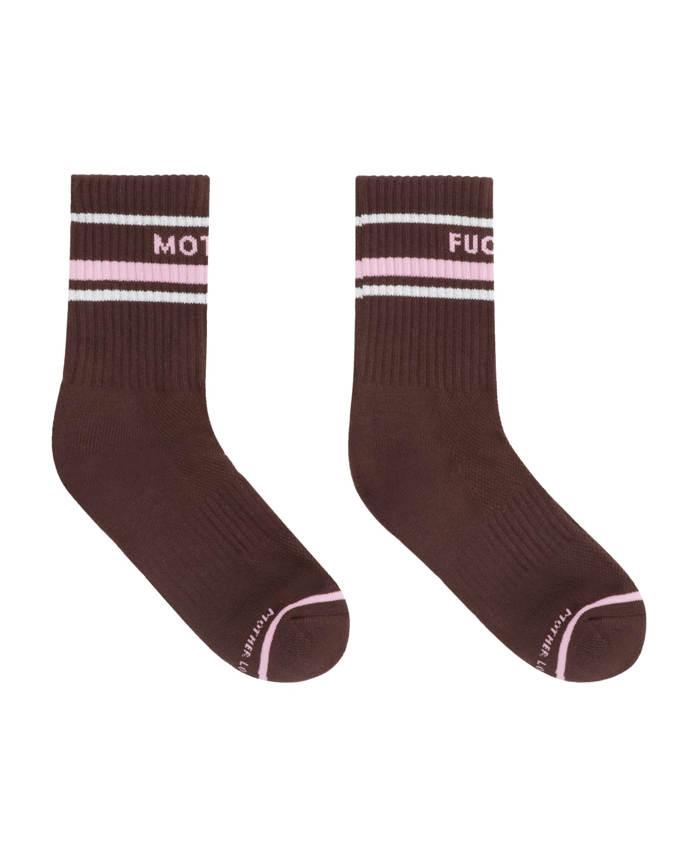 Mother Logo Cotton Blend Socks - brown