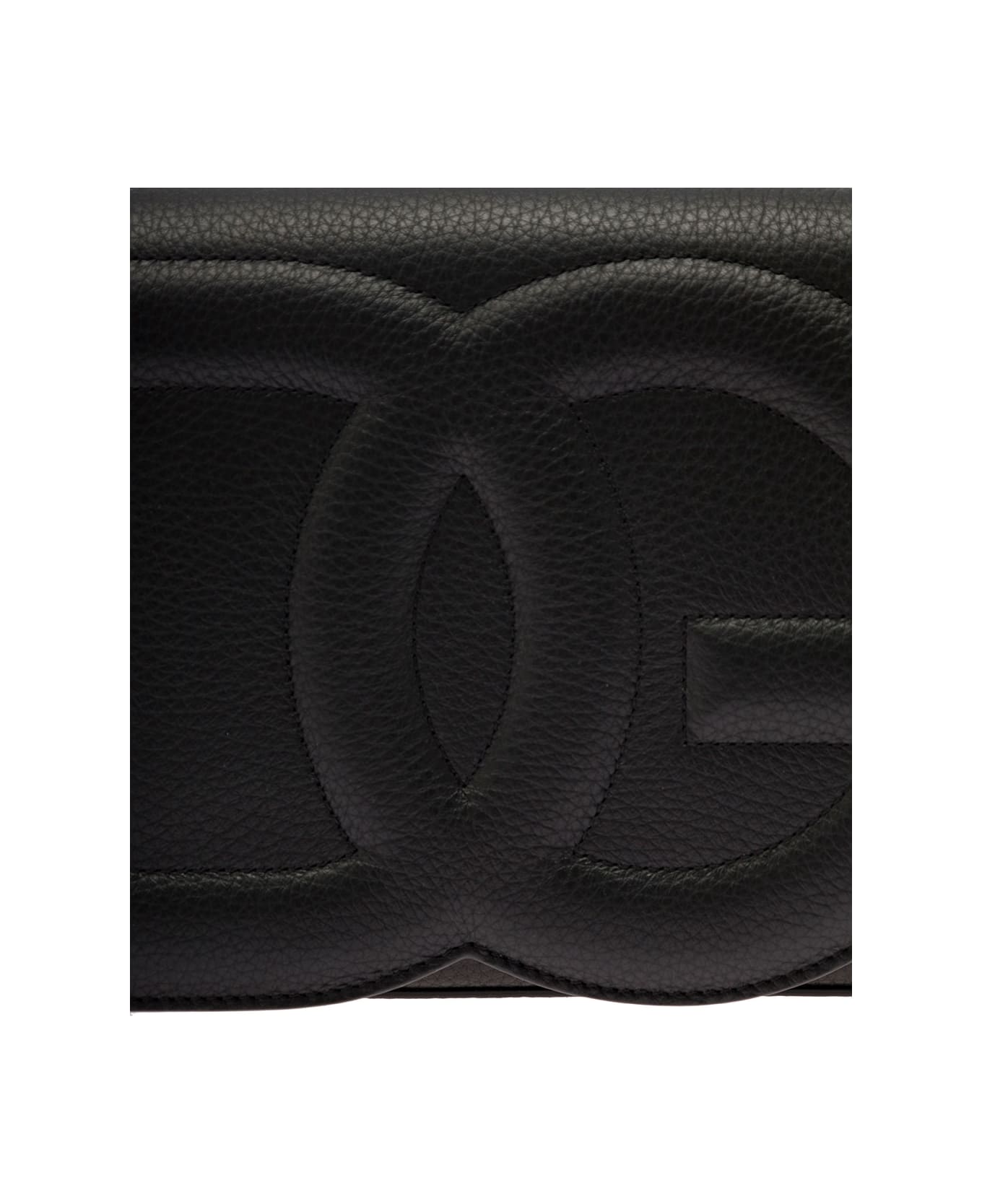 Dolce & Gabbana 'medium Dg Logo' Black Crossbody Bag With Quilted Logo In Leather And Cotton Man - Black