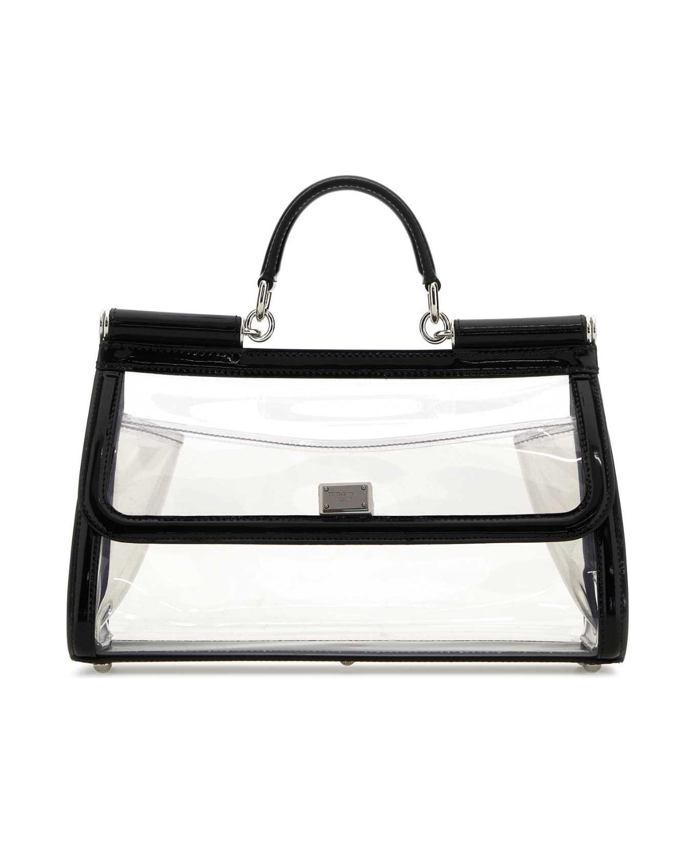 Dolce & Gabbana Two-tone Pvc And Leather Medium Sicily Handbag - TRASPARENTENERO トートバッグ