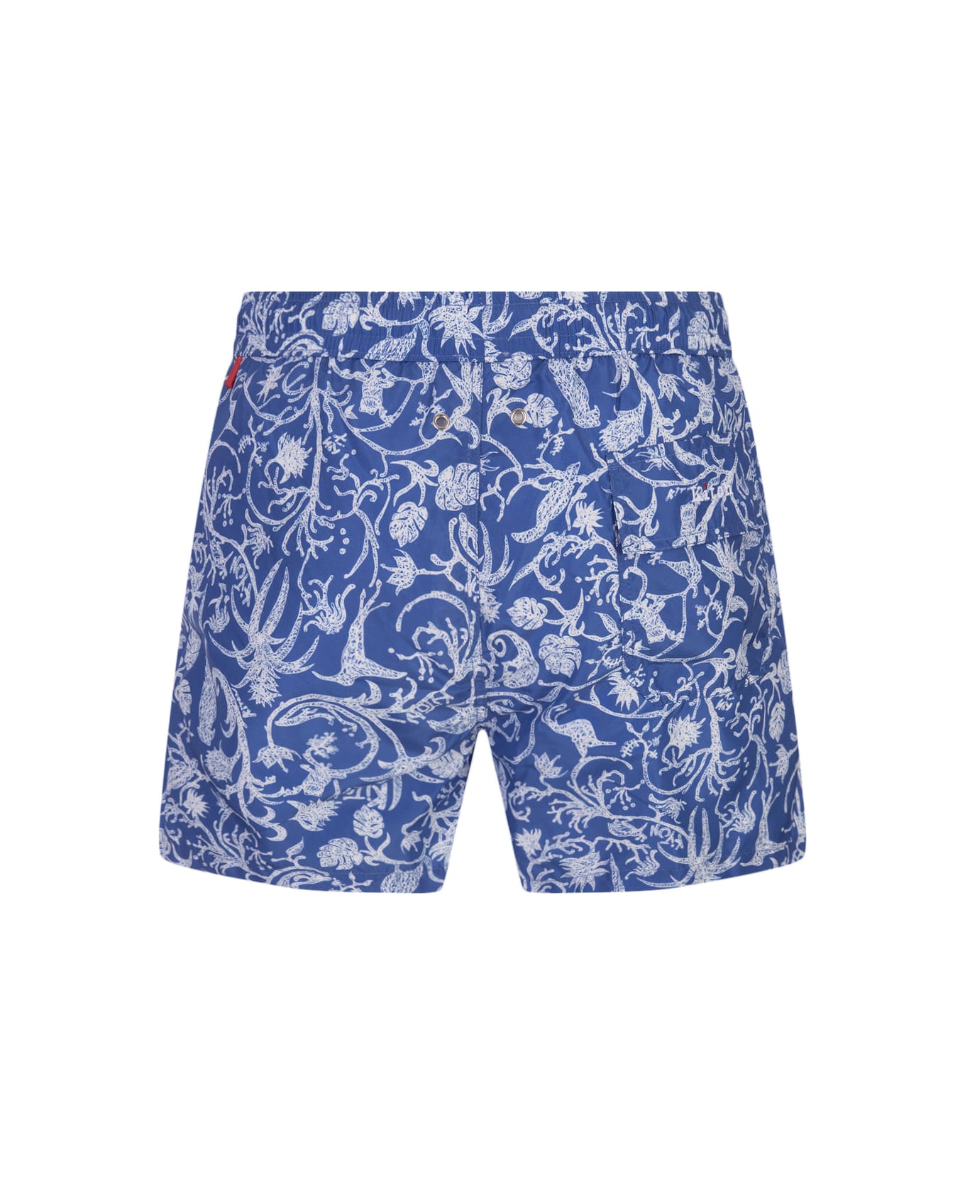 Kiton Blue Swim Shorts With White Fantasy Print - Blue スイムトランクス