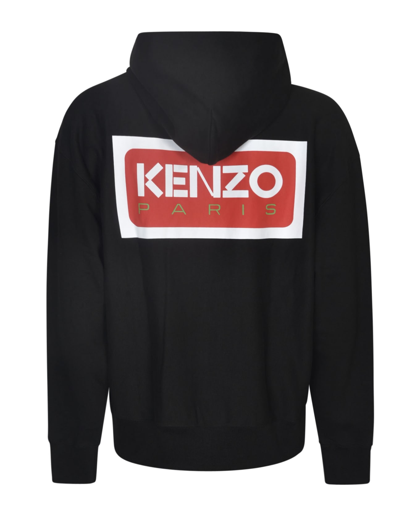 Kenzo Logo Patch Zip Hoodie - BLACK