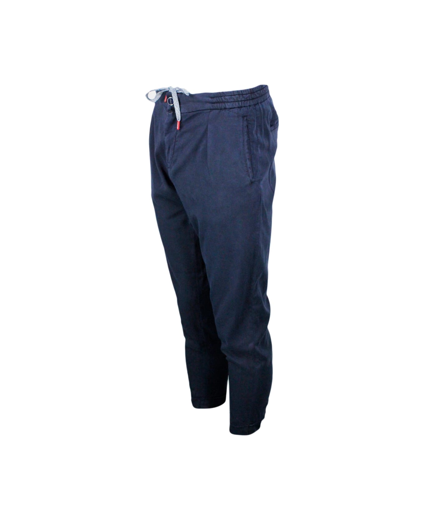 Kiton Soft Trousers With Elastic Waist - Blu スウェットパンツ