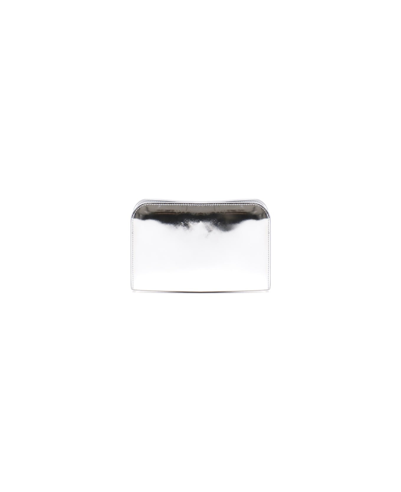 Ferragamo 'diana' Mini Clutch Bag In Silver Calf Leather - Silver