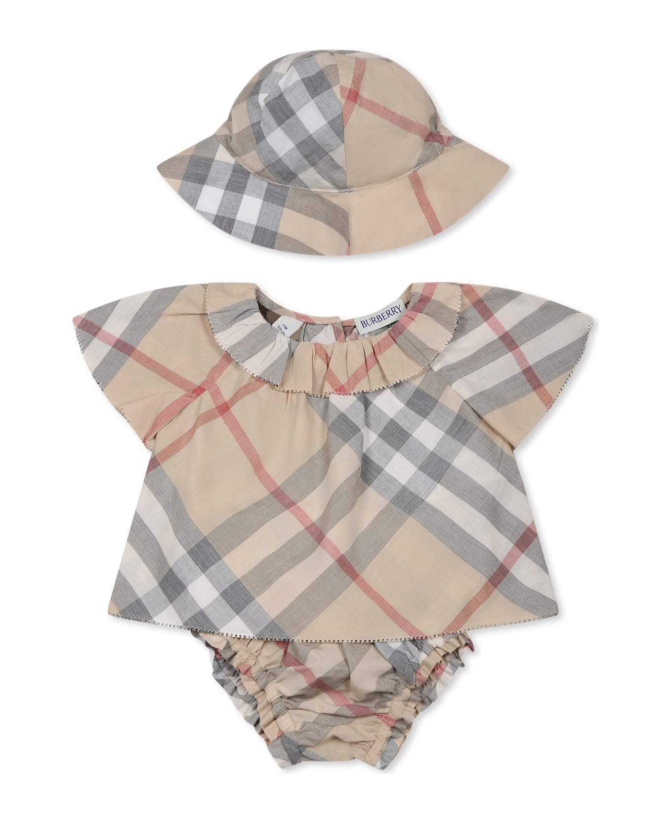 Burberry Beige Set For Baby Girl With Vintage Check - Beige