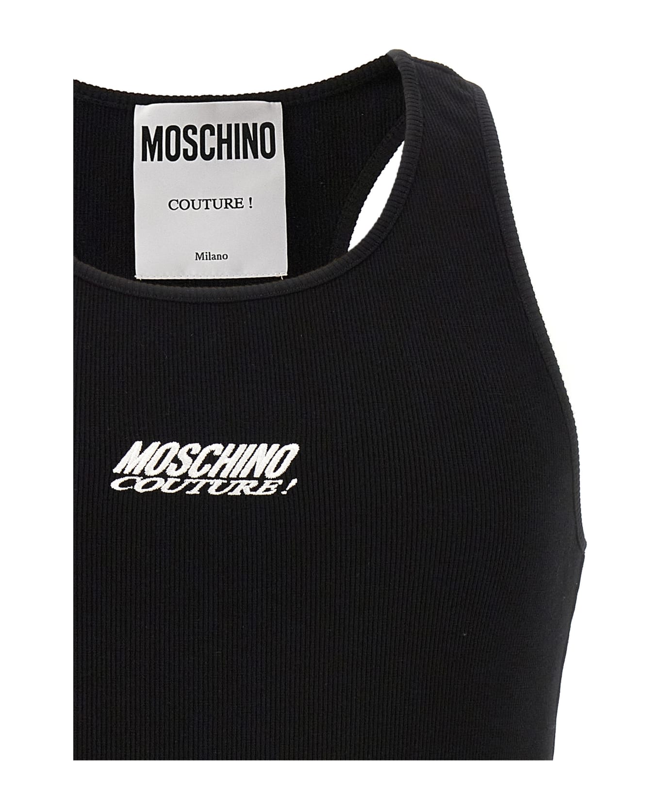 Moschino Logo Embroidery Tank Top - Black  