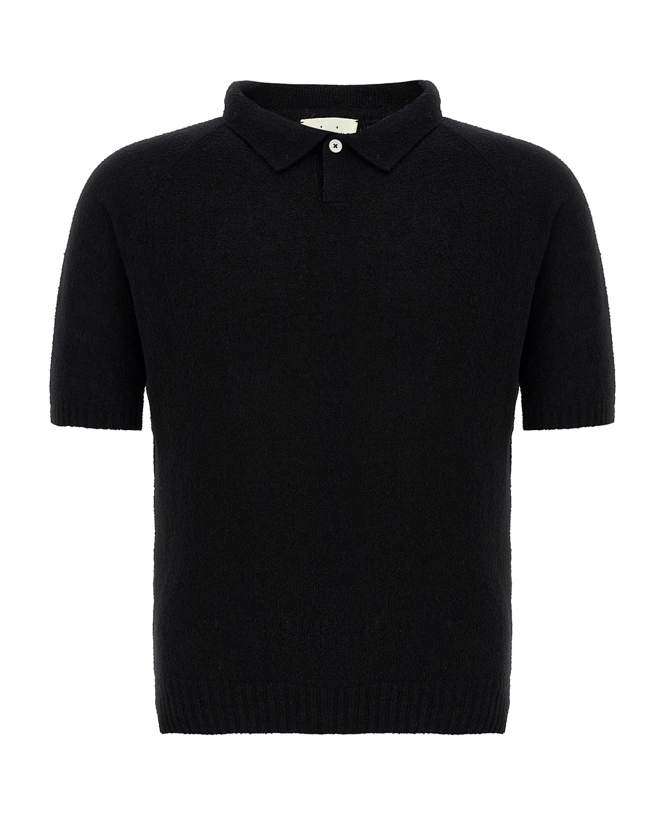 Ma
ry
ya Bouclé Cotton Polo Shirt - Black  