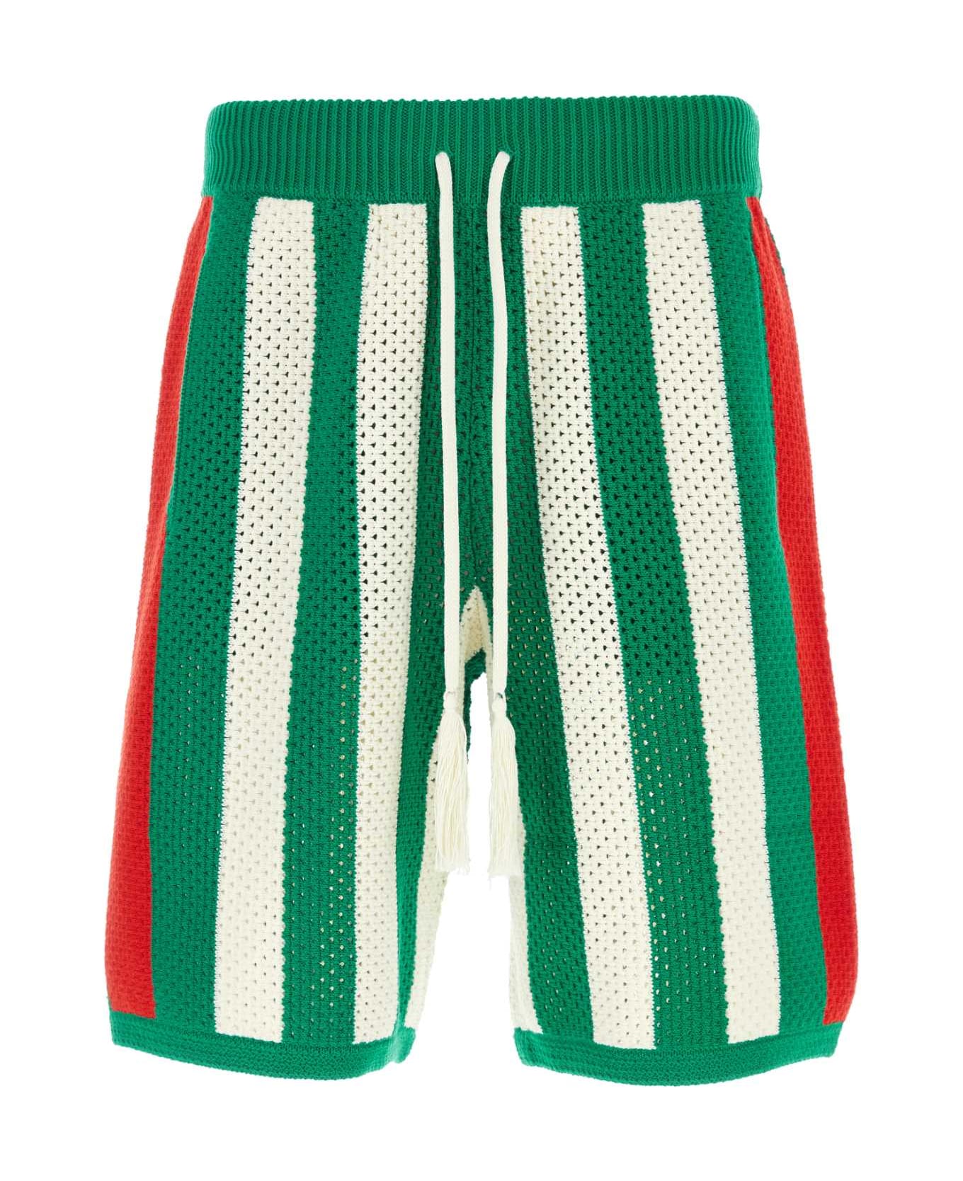 Gucci Multicolor Stretch Crochet Bermuda Shorts - 3861