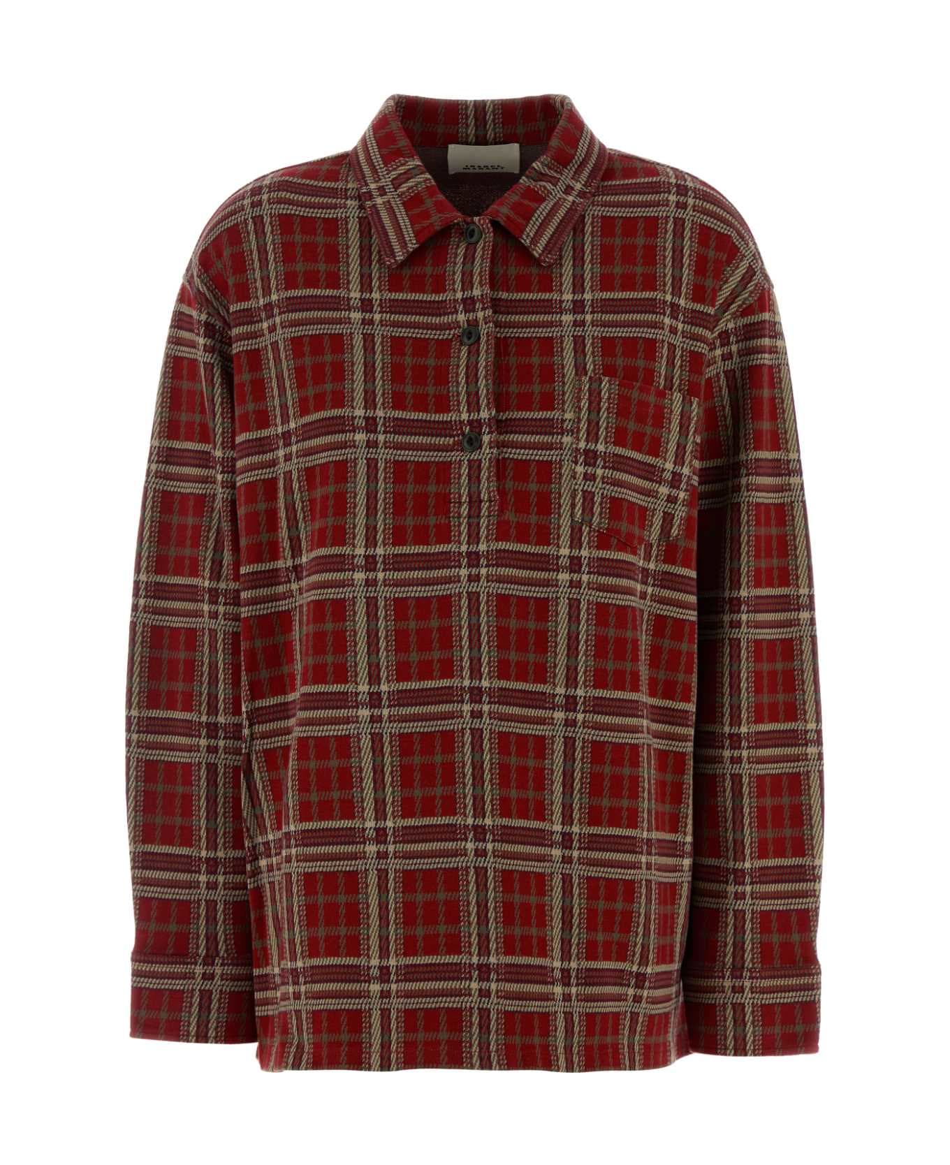 Isabel Marant Embroidered Cotton Oversize Bruna Shirt - RED