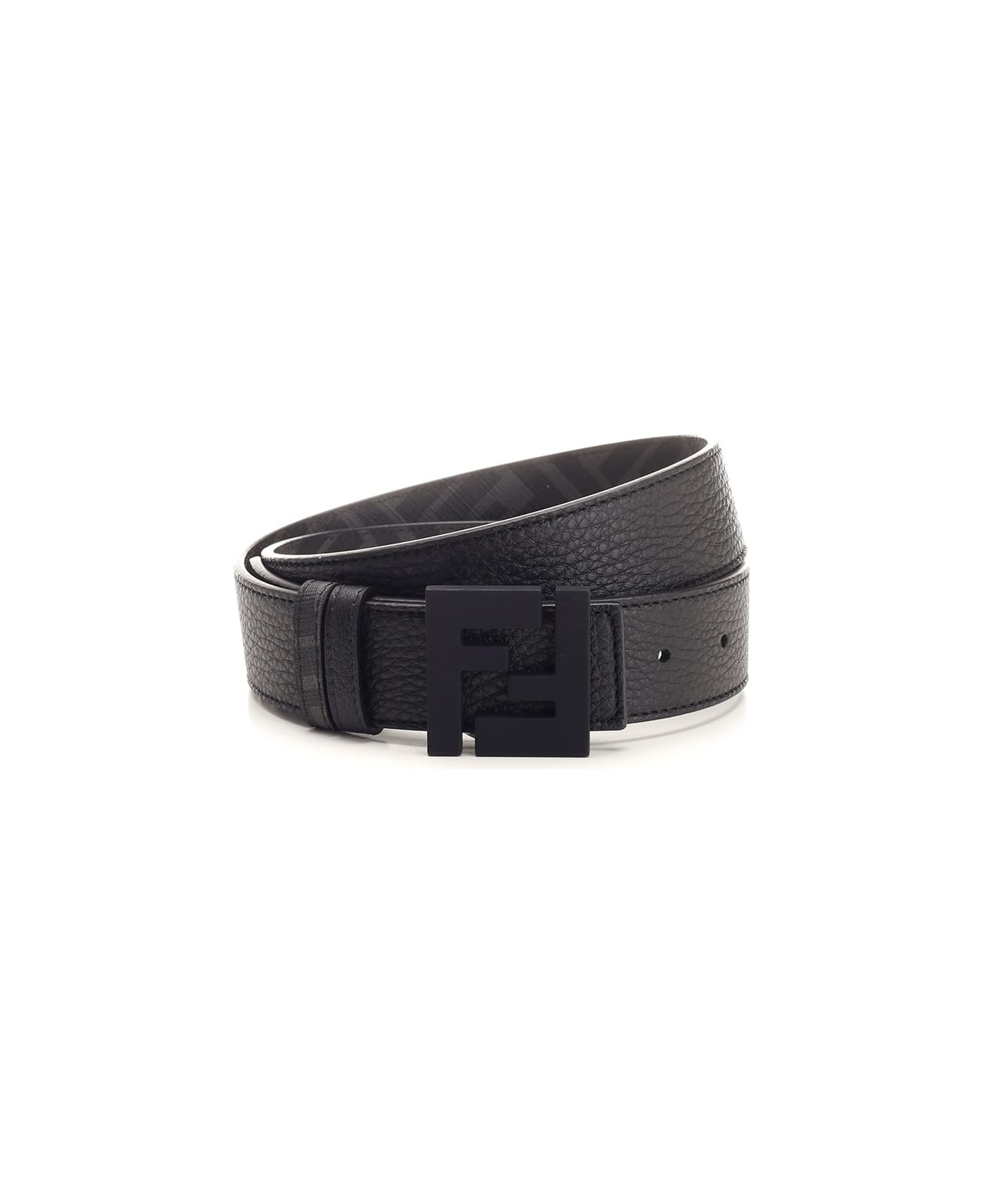 Fendi Black Leather Reversible Belt - Black