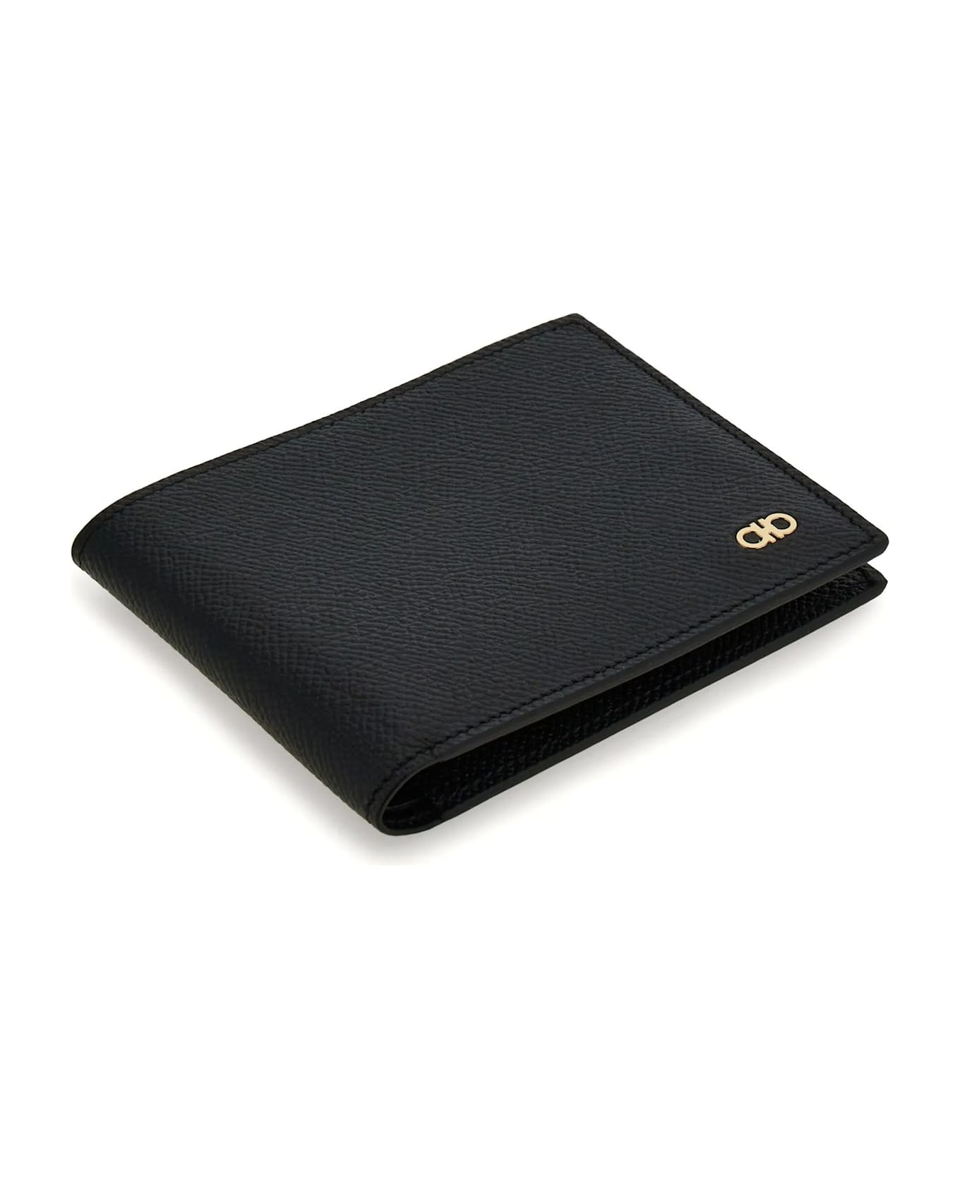 Ferragamo Gancini Bi-fold Leather Wallet - BLACK