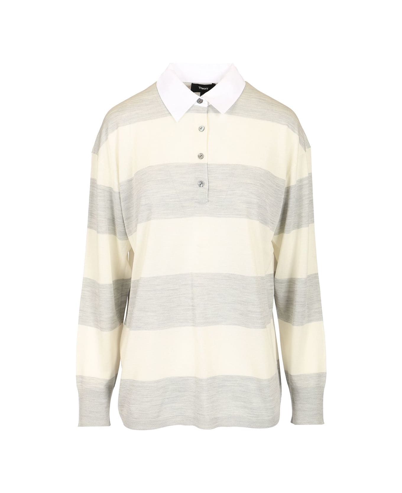 Theory Striped Polo - Grey