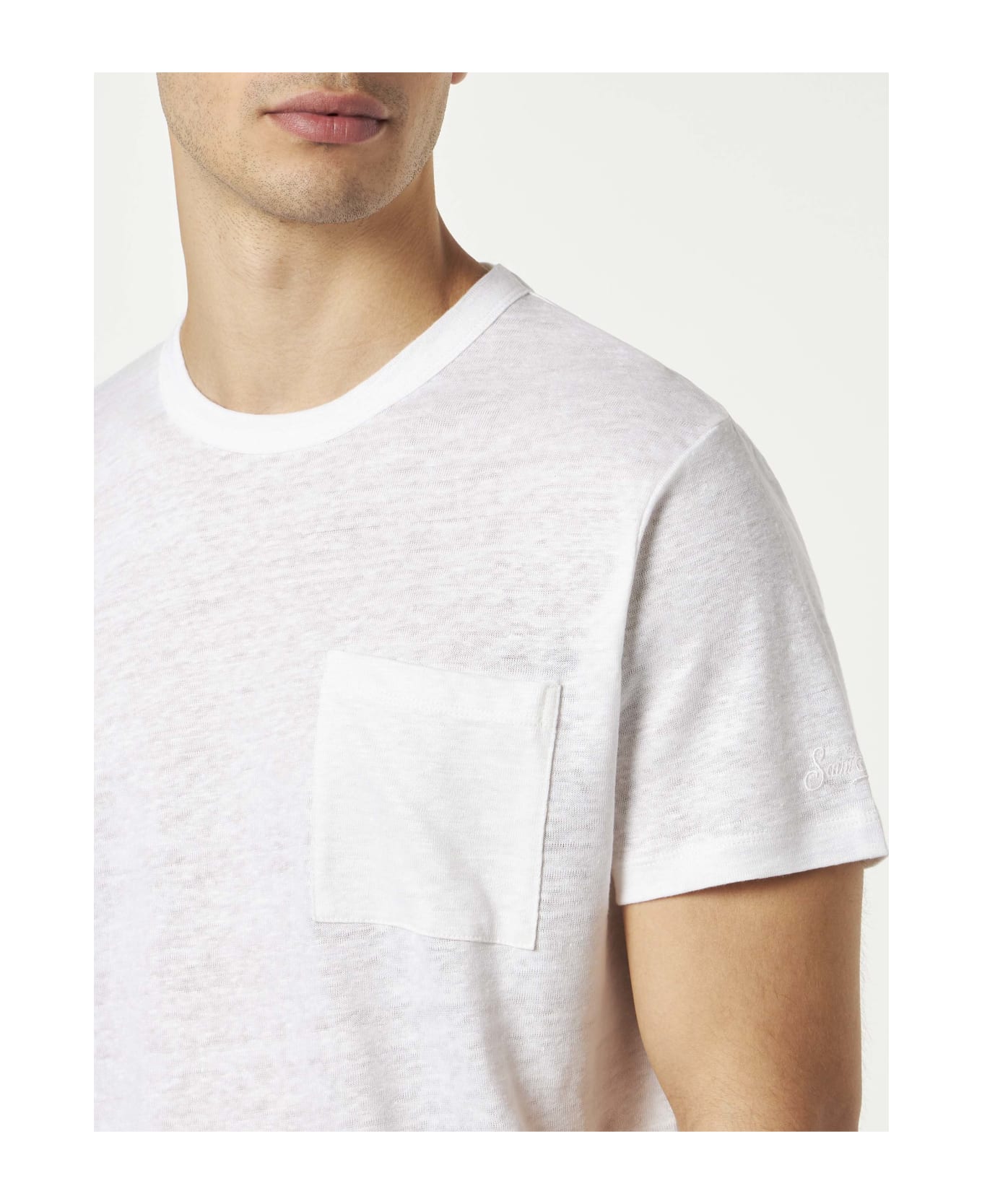 MC2 Saint Barth Man Linen Jersey T-shirt - WHITE シャツ