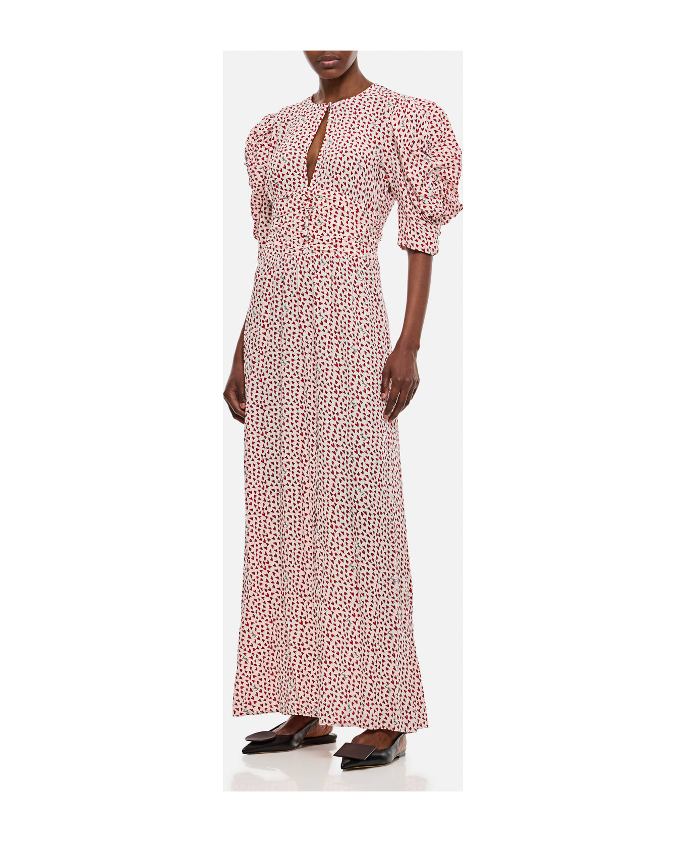 Rotate by Birger Christensen Printed Flowy Maxi Dress - Happy Hearts ワンピース＆ドレス