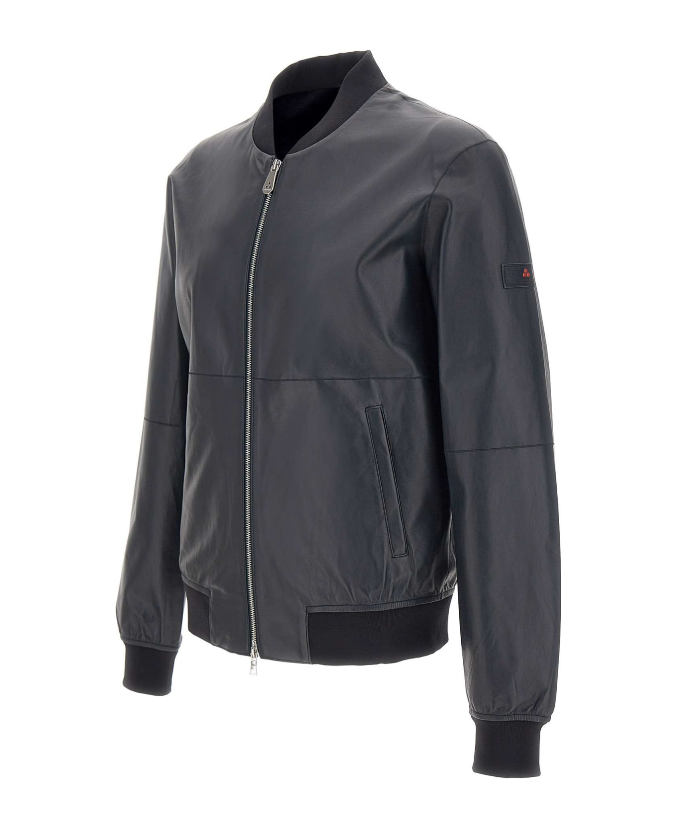 Peuterey 'fans Leather Acc' Biker Jacket - Blue レザージャケット