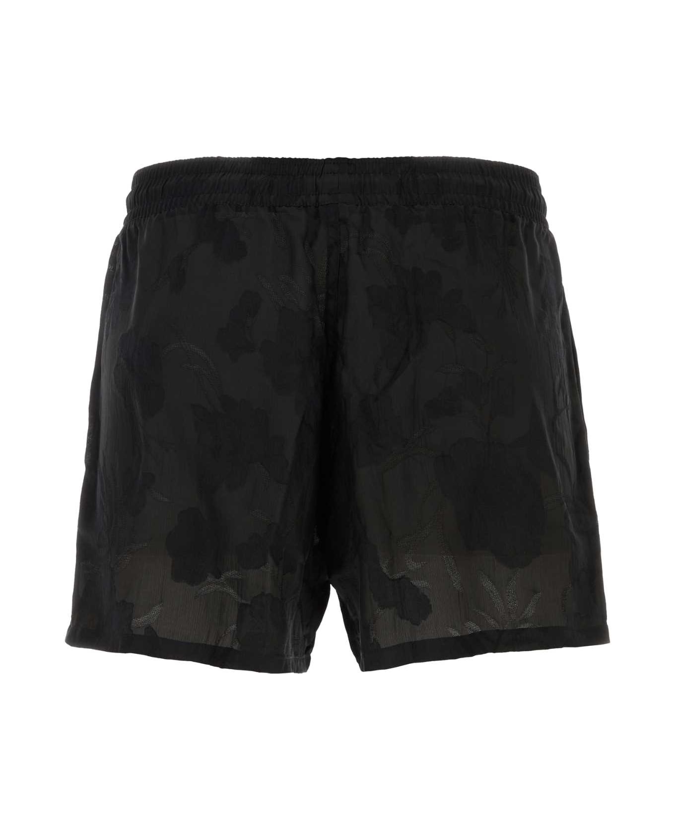Etro Black Viscose Blend Swimming Shorts - BLACK