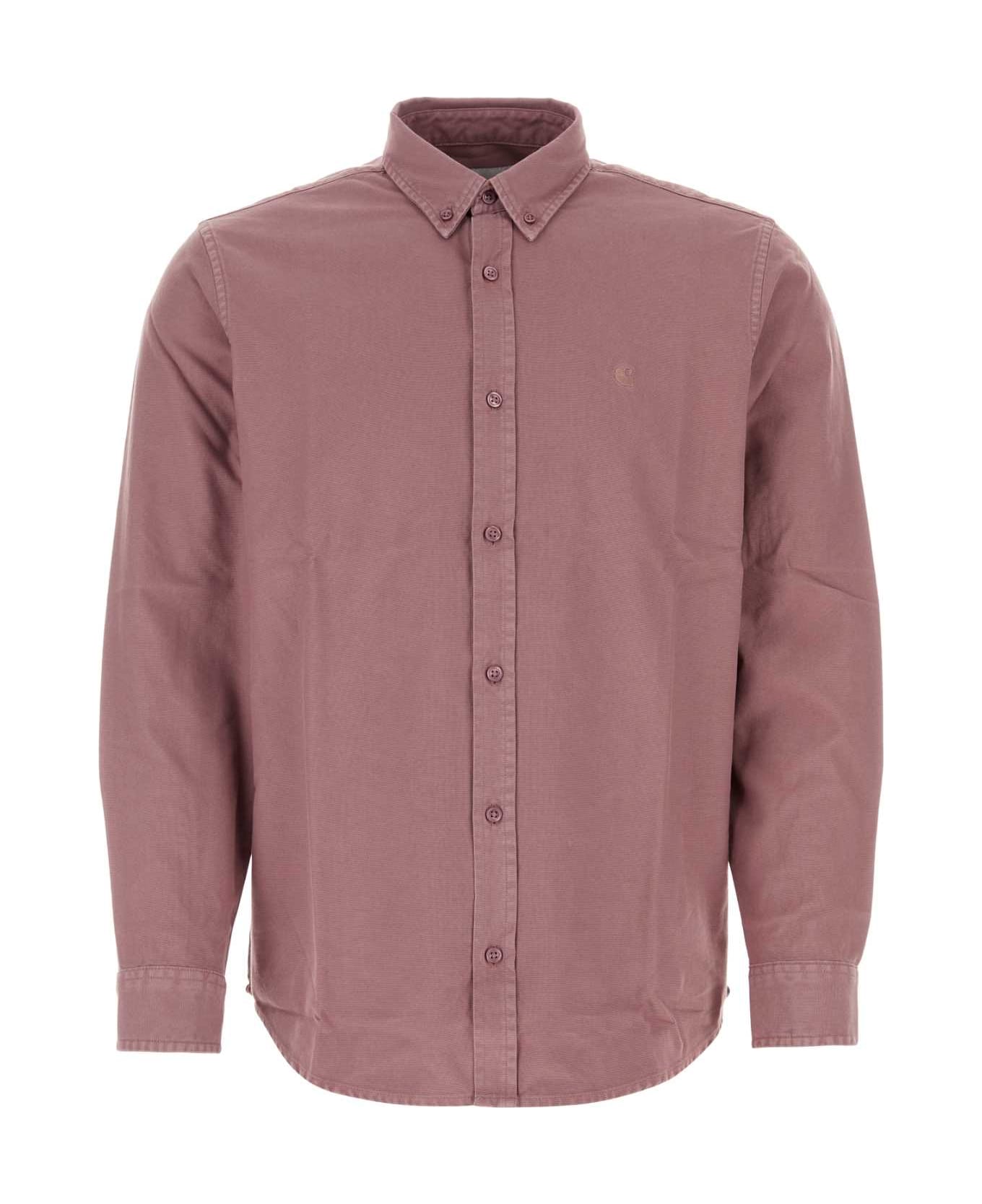 Carhartt Antiqued Pink Cotton L/s Bolton Shirt - DAFNE シャツ