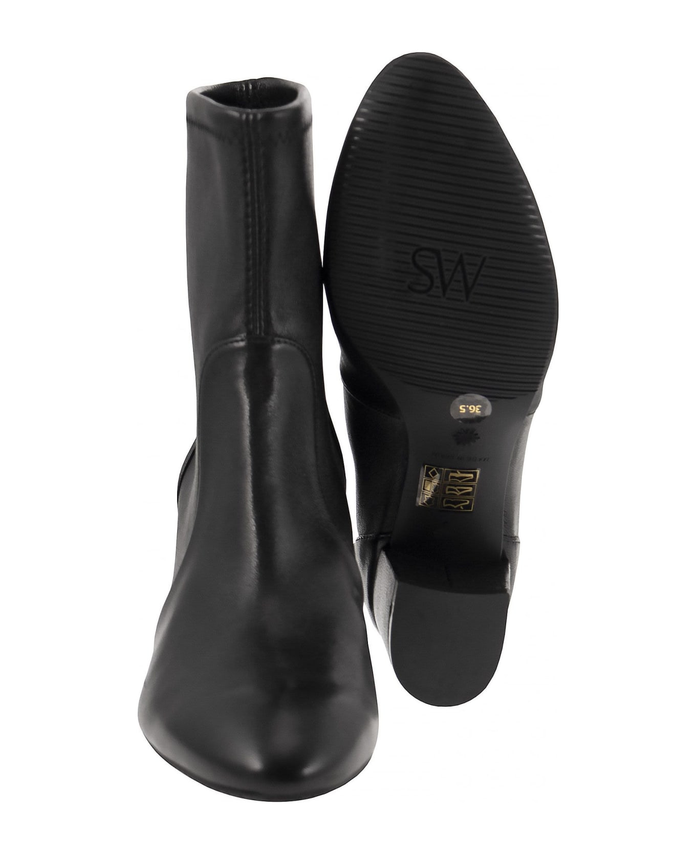 Stuart Weitzman Yuliana 60 - Leather Ankle Boot - Black