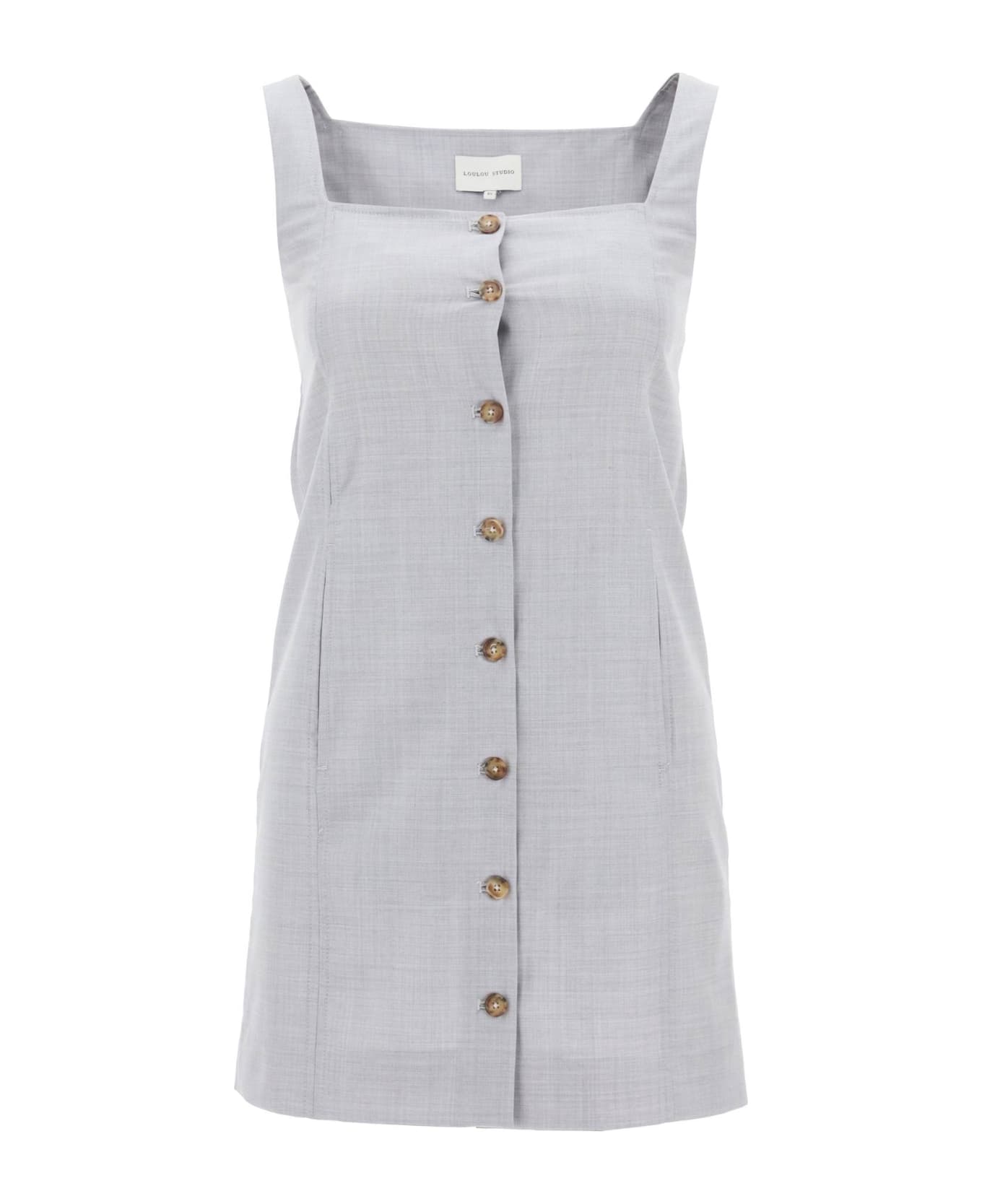 Loulou Studio Buttoned Pinafore Dress - FEATHER GREY MELANGE (Grey)