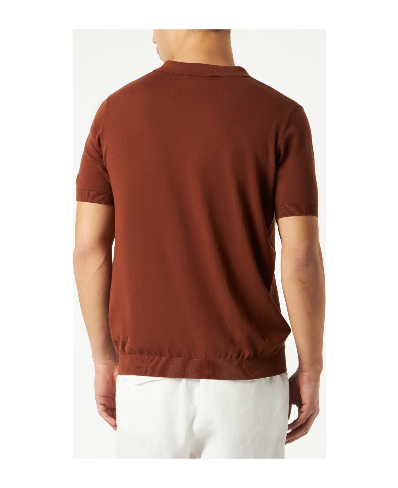 MC2 Saint Barth Man Brown Knitted Polo T-shirt Sloan - BROWN