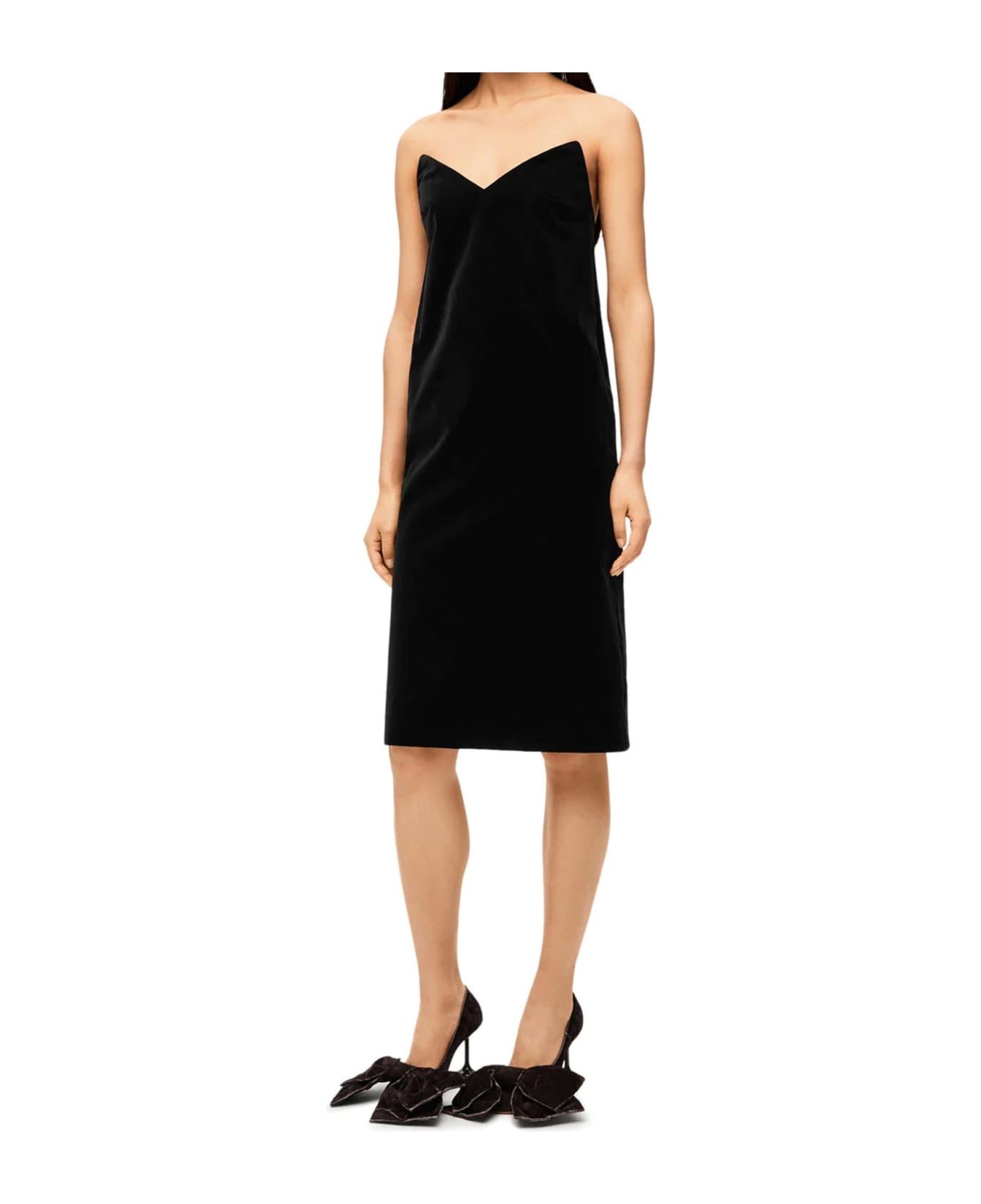 Loewe Bustier Velvet Dress - Black