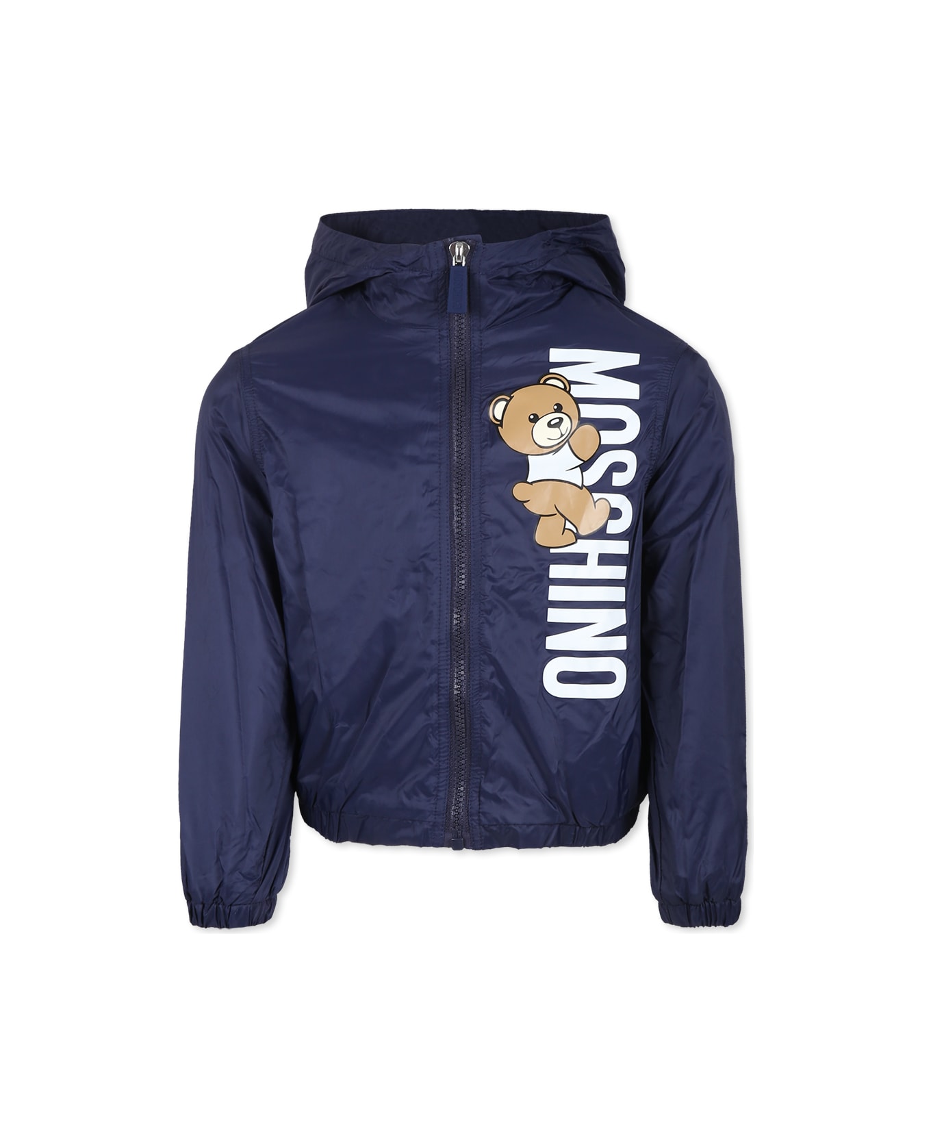 Moschino Blue Windbreaker For Boy With Teddy Bear - Blue