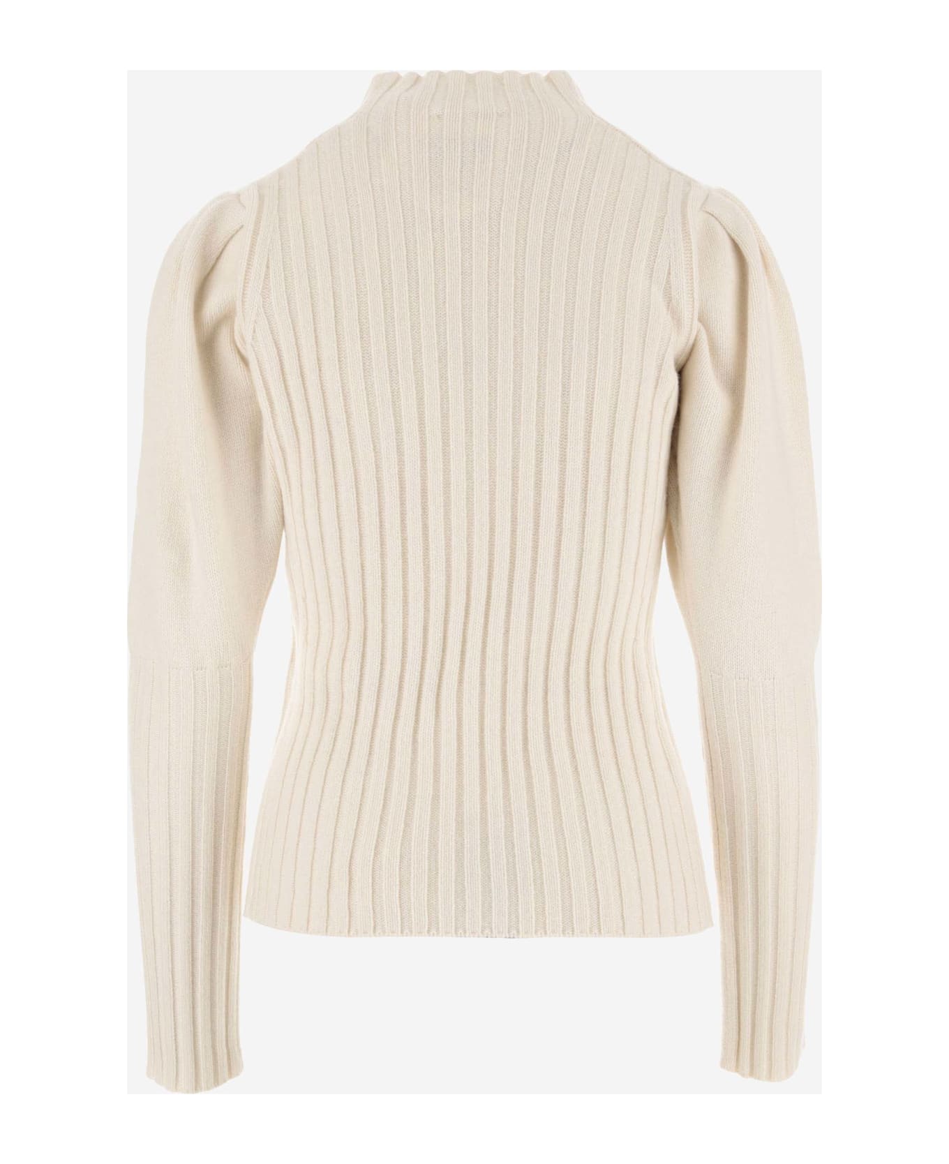 Chloé Cashmere Sweater With Balloon Sleeves - Ivory ニットウェア